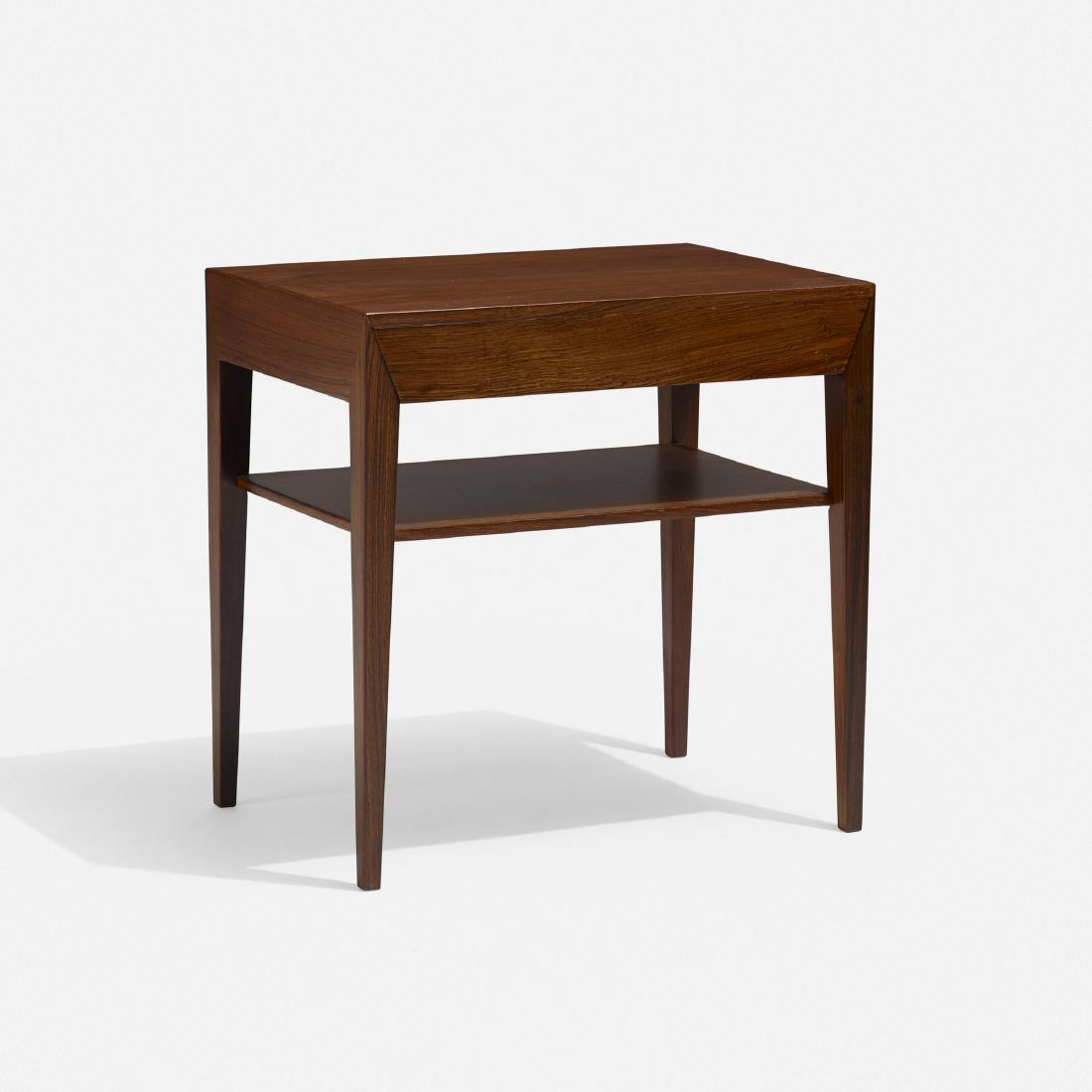 Severin Hansen Jr., occasional table: Severin Hansen Jr. occasional table Haslev Mobelsnedkeri A/SDenmark, c. 1965rosewood19.5 w × 13.75 d × 19.75 h in (50 × 35 × 50 cm) Nightstand features a single draw