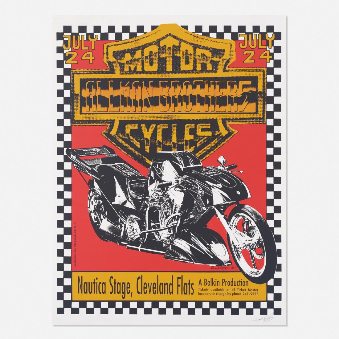 Alton Kelley, Allman Brothers poster: Alton Kelley Allman Brothers poster USA, 1996 screenprint on paper 28.5 h × 21.5 w in (72 × 55 cm) Signed to lower right 'Kelley'.