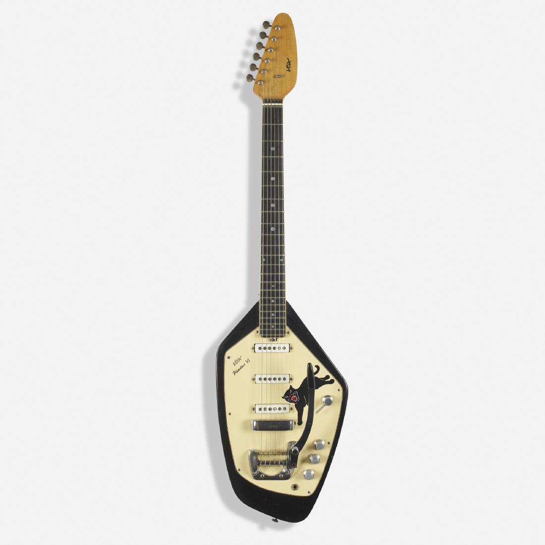 Vox, 1966 Phantom VI electric guitar: Vox 1966 Phantom VI electric guitar Italy 1966lacquered wood, plastic, aluminum, chrome-plated steel, chrome, maple, ebony, foam, cloth10.5 w × 3 d × 41 h in (27 × 8 × 104 cm)
