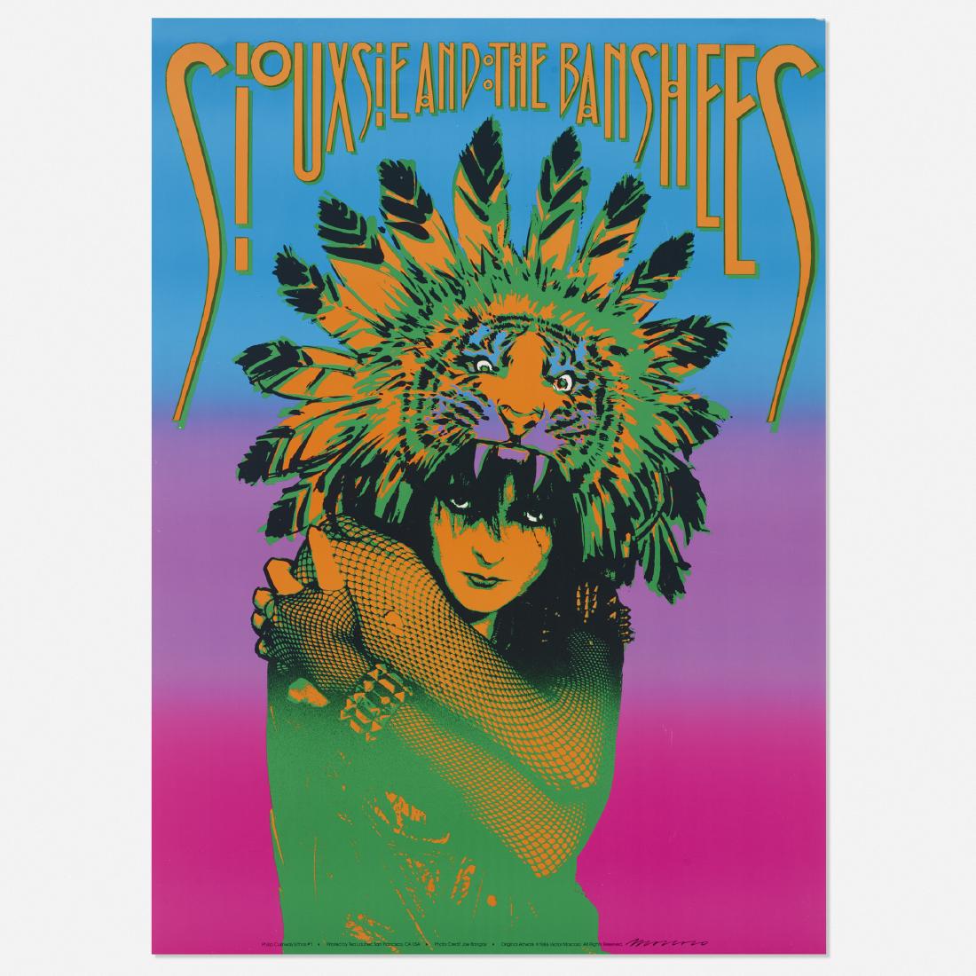Victor Moscoso, Siouxsie and the Banshees poster: Victor Moscoso Siouxsie and the Banshees poster Spain/USA, 1986 color lithograph on paper 30 h × 22 w in (76 × 56 cm) Signed to lower right 'Moscoso'. Printed to lower edge ' Philip Cus
