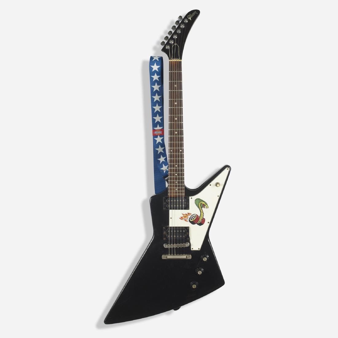 Gibson, 1990 Explorer electric guitar: Gibson 1990 Explorer electric guitar USA 1990 lacquered wood, steel, chrome-plated steel, aluminum, rosewood, pearloid, plastic 18 w × 2.75 d × 44 h in (46 × 7 × 112 cm) Ser