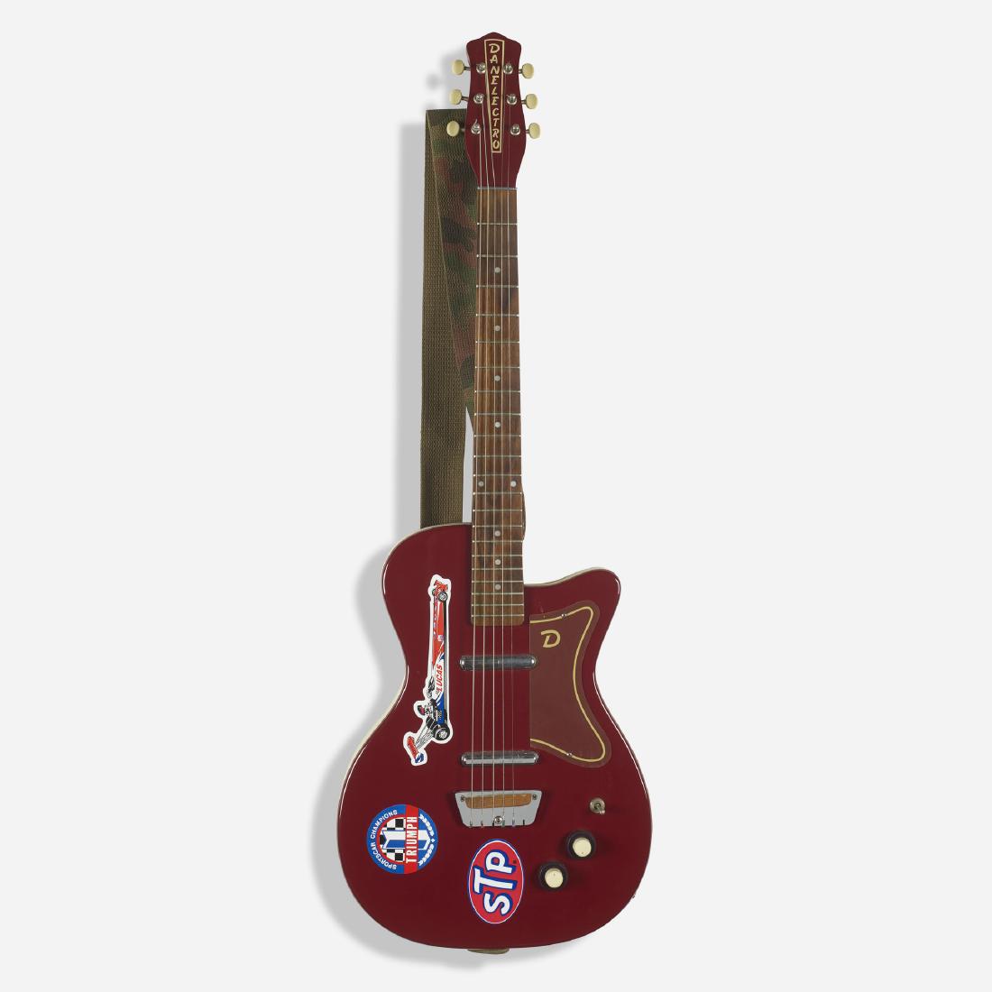 Danelectro, U2 electric guitar and skimboard: Danelectro U2 electric guitar and skimboard Korea/Indonesia 1998-2001 lacquered wood, chrome, aluminum, steel, rosewood, vinyl 13.25 w × 2.5 d × 39.25 h in (34 × 6 × 100 cm)