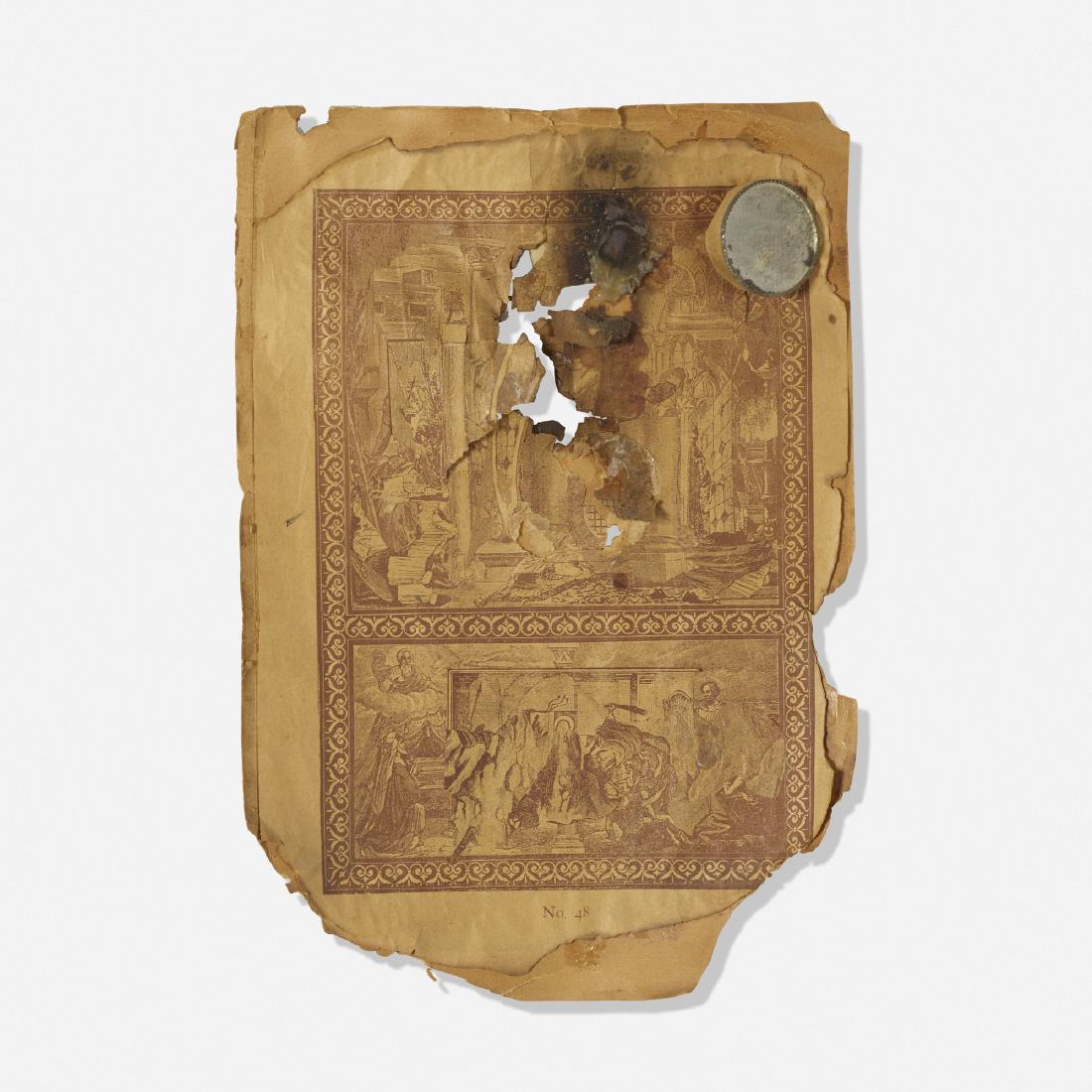 Bruce Conner, Untitled: Bruce Conner Untitled c. 1965burned book pages, wax, steel, mirrored glass, cardboard, paper13.5 h × 9.25 w in (34 × 23 cm) Provenance: Acquired directly from the art