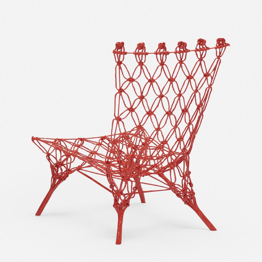 Marcel Wanders, Knotted Rouge chair: Marcel Wanders Knotted Rouge chair CappelliniThe Netherlands / Italy, 1996 / 2006carbon and aramid fibers, epoxy resin20 w × 24 d × 28.75 h in (51 × 61 × 73 cm) This