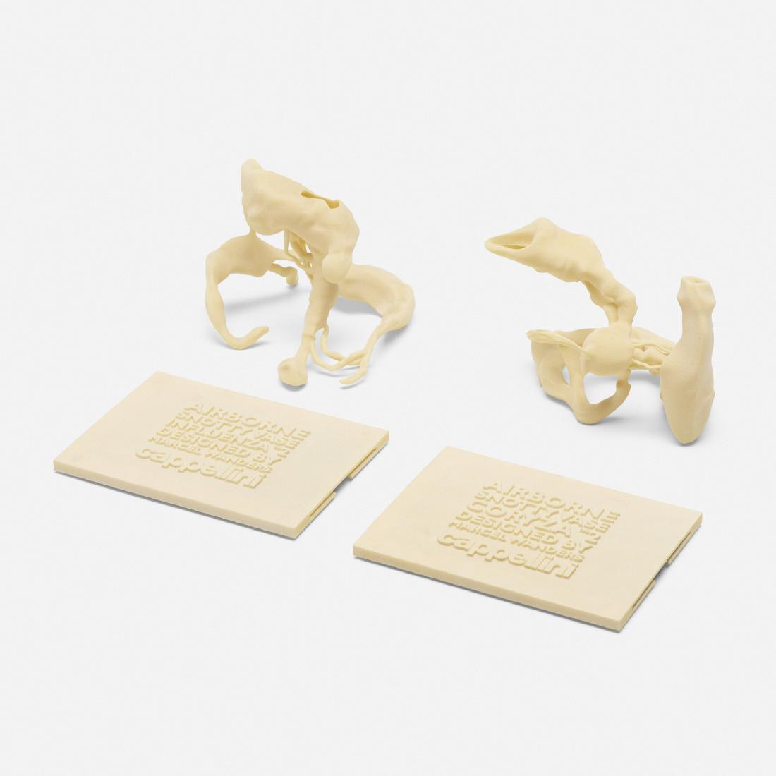 Marcel Wanders, Airborne Snotty Vases, Coryza, pair: Marcel Wanders Airborne Snotty Vases, Coryza, pair CappelliniThe Netherlands / Italy, 20013-D printed resin5.5 dia × 4.5 h in (14 × 11 cm) Sold with booklets. Signed to each boo