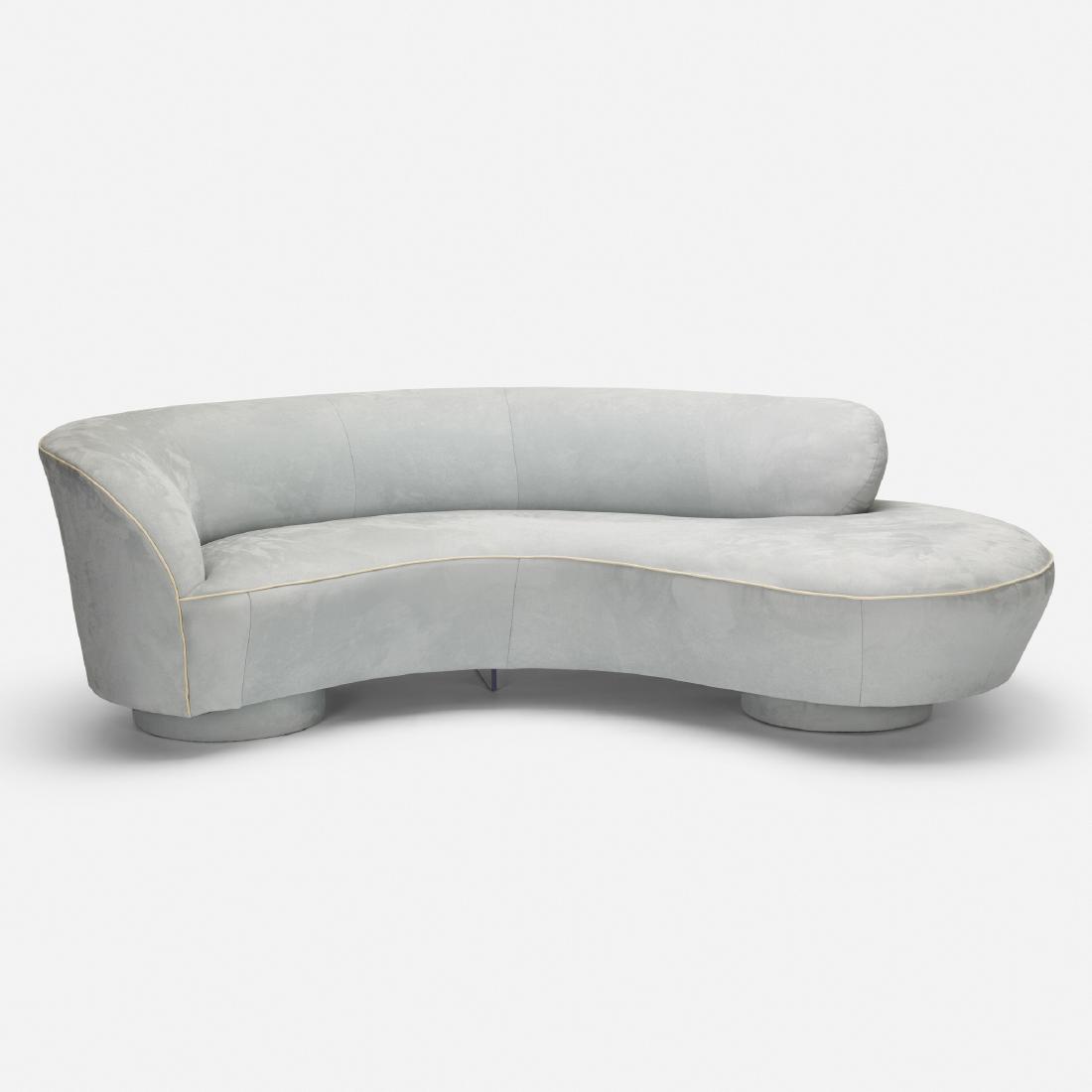 Vladimir Kagan, sofa: Vladimir Kagan sofa Directional USA, c. 1980 suede, acrylic 92 w × 46 d × 28 h in (234 × 117 × 71 cm)