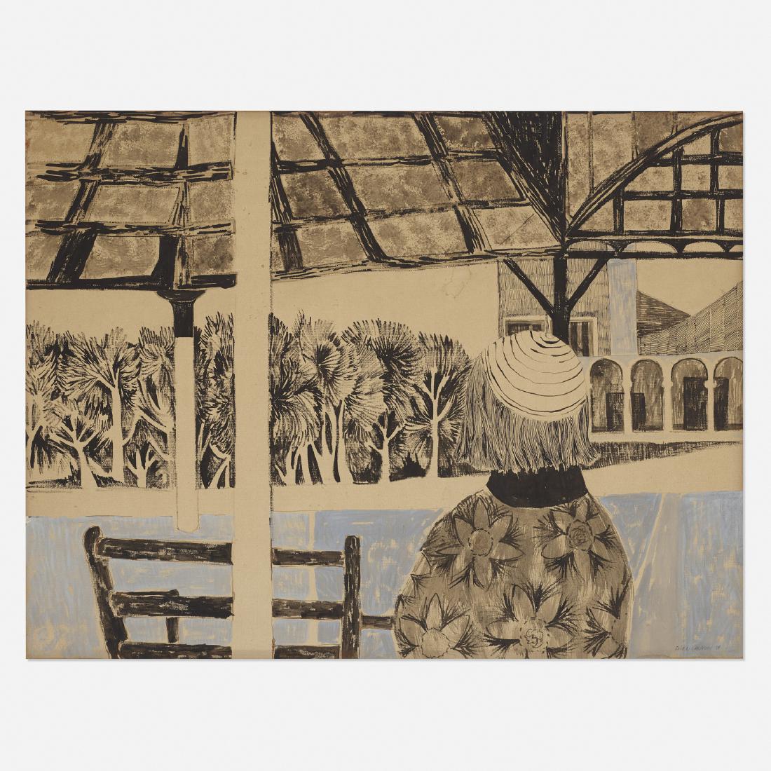 Ellen Lanyon, Untitled: Ellen Lanyon Untitled 1954ink and gouache on paper18.5 h × 24.5 w in (47 × 62 cm) Signed and dated to lower right ‘Ellen Lanyon 54'.