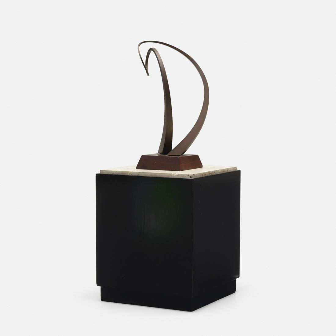 Artist Unknown, Untitled (sculpture): Artist Unknown Untitled (sculpture) 1946bronze, travertine, lacquered wood11.75 h × 6.25 w × 5.25 d in (30 × 16 × 13 cm) Impressed to underside 'Lerner 46'. Impressed to l