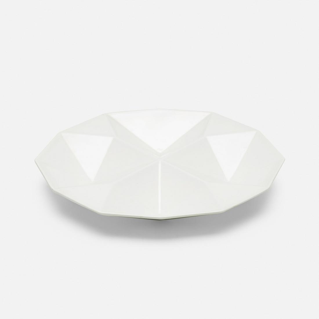 Kaj Franck, Origami bowl: Kaj Franck Origami bowl Arabia Finland, 1966 glazed porcelain 12 w × 9.75 d × 1.5 h in (30 × 25 × 4 cm) Stamped manufacturer's mark to underside ‘Arabia Made in Finland