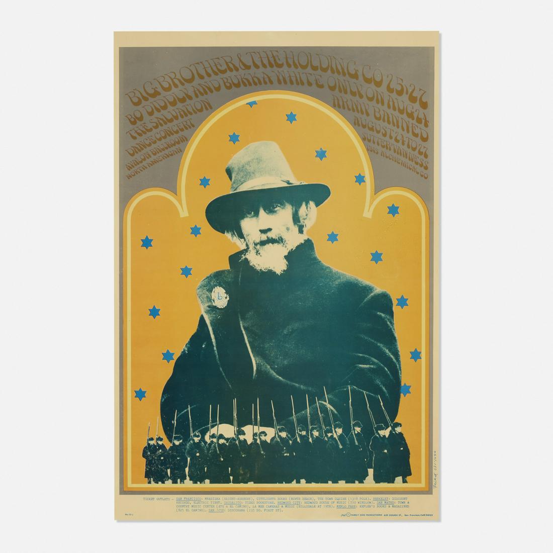 Robert Fried, Big Brother & The Holding Company poster: Robert Fried Big Brother & The Holding Company poster 1967 / printed later screenprint on paper 20 h × 13.25 w in (51 × 34 cm) Printed to lower edge '1967 © Family Dog Productions 639 G