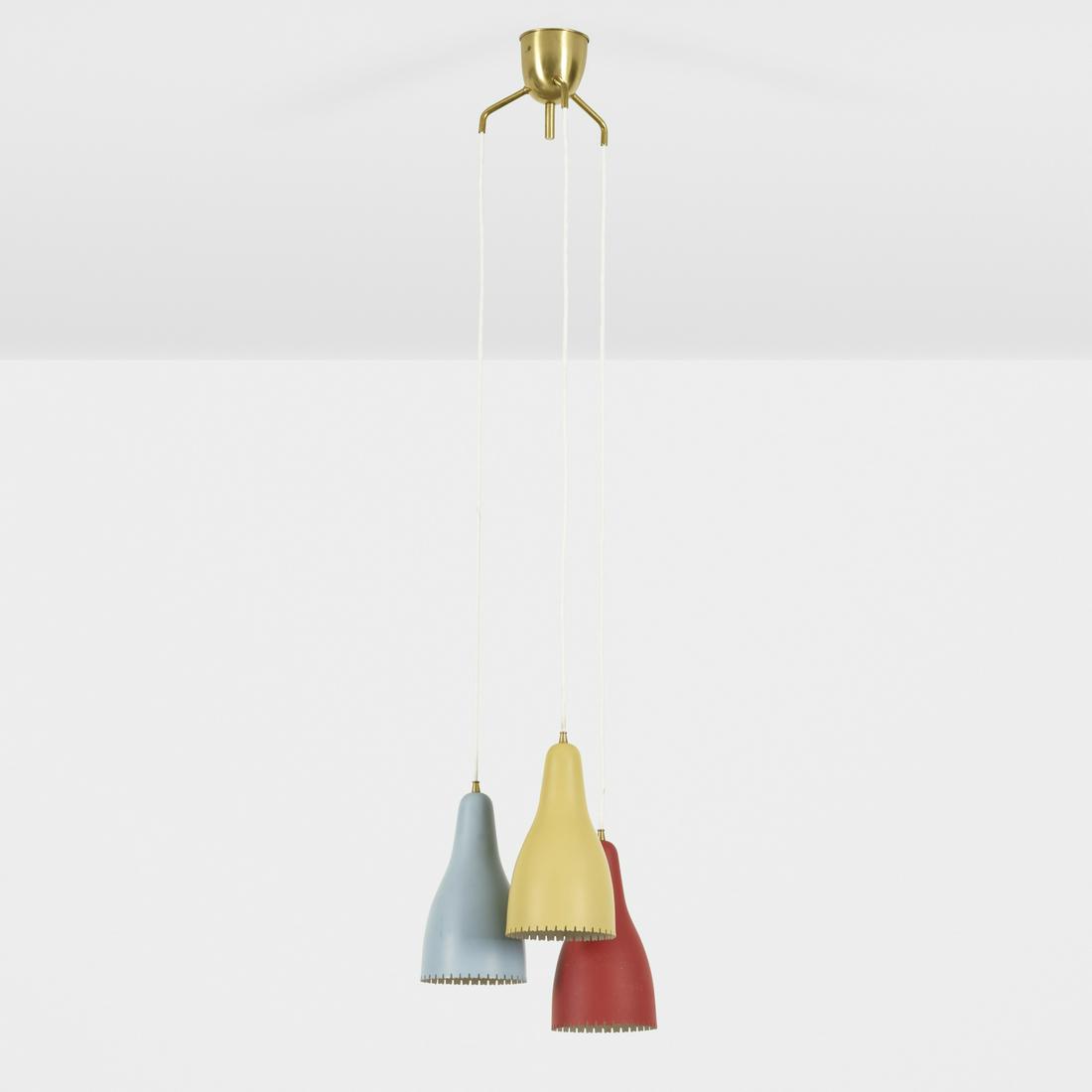 Bengt Karlby, pendant lamp: Bengt Karlby pendant lamp LyfaDenmark, c. 1955enameled aluminum, brass11 dia × 54 h in (28 × 137 cm)