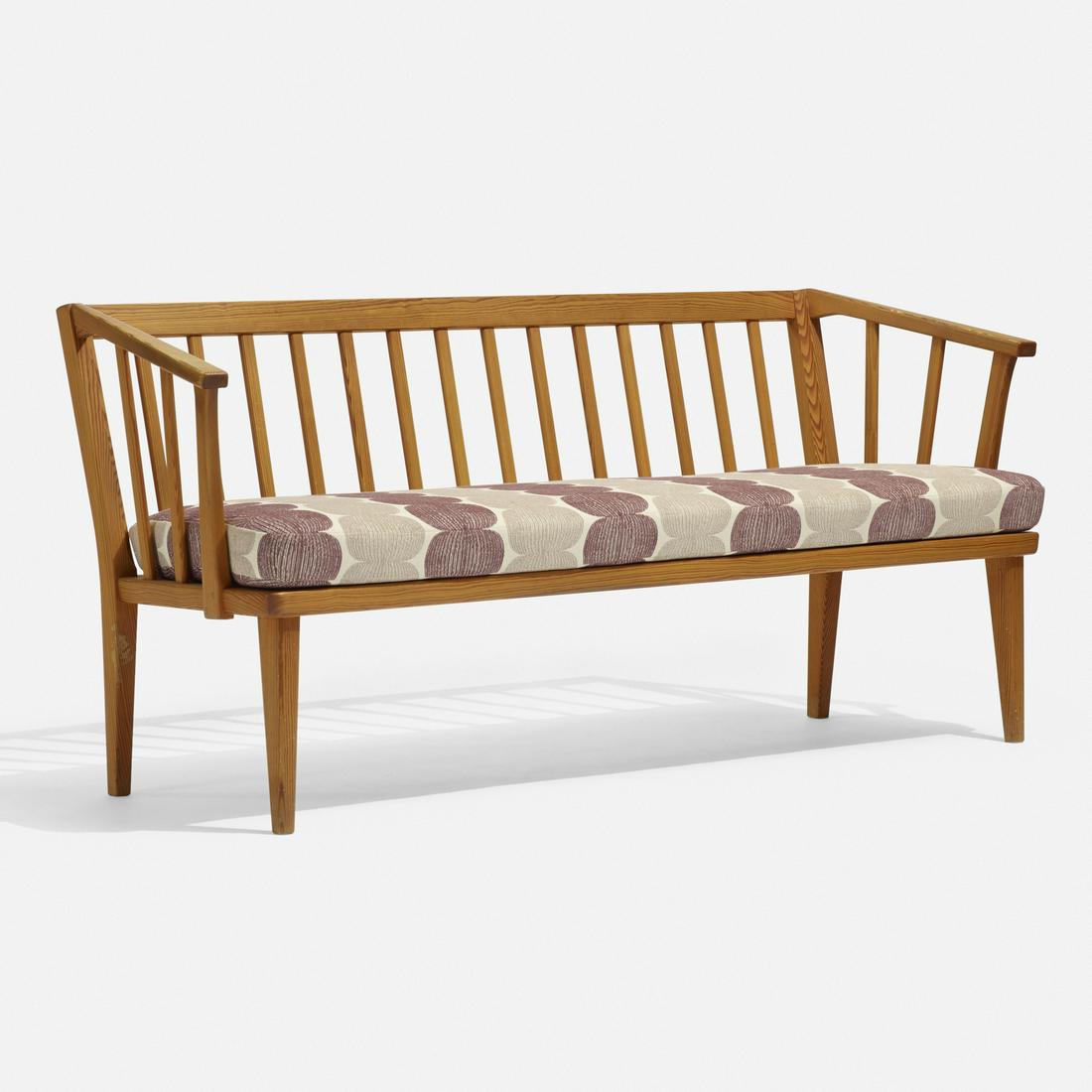 Carl Malmsten, Visingso settee: Carl Malmsten Visingso settee Sweden, c. 1955pine, upholstery71 w × 24 d × 31 h in (180 × 61 × 79 cm)