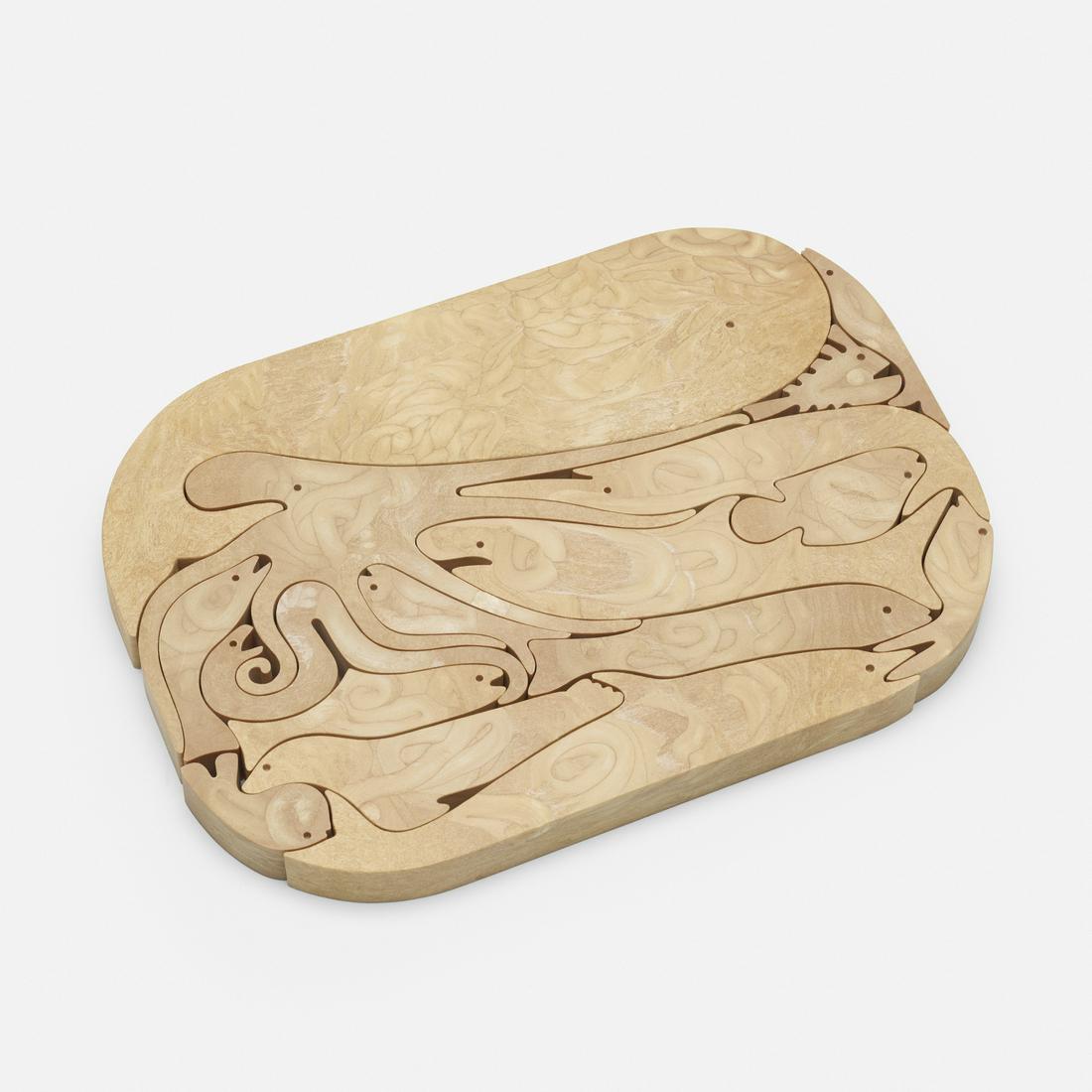Enzo Mari, 16 Pesci puzzle: Enzo Mari 16 Pesci puzzle Danese Italy, 1974 expandable resin 13.75 w × 9.5 d × 1 h in (35 × 24 × 3 cm) Signed with impressed manufacturer's mark to one element 'Danese