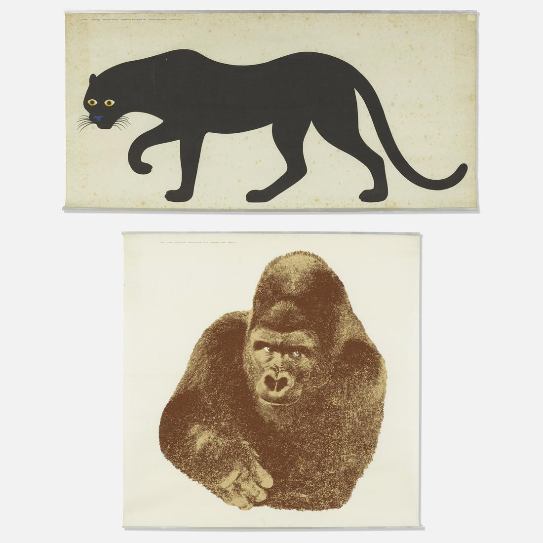 Enzo Mari, La Pantera and Il Gorilla: Enzo Mari La Pantera and Il Gorilla (from the Serie della Natura) Italy, 1965/1976 screenprint on heavy-wove paper 44 h × 44 w in (112 × 112 cm) La Pantera measures: 22 h x 44 w inches
