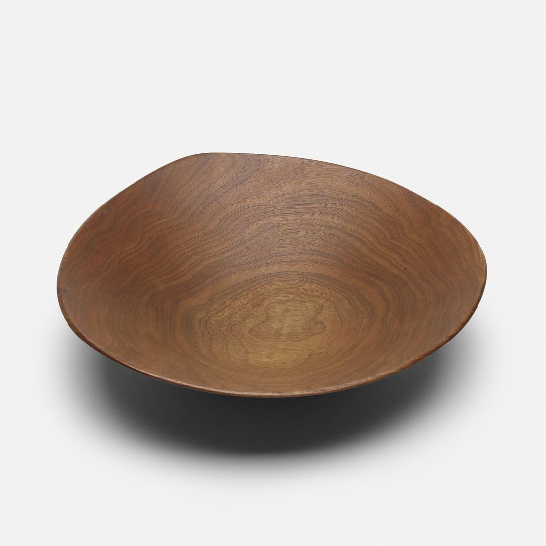 Rude Osolnik, bowl: Rude Osolnik bowl USA, c. 1985walnut11.75 dia × 3.75 h in (30 × 10 cm) Signed to underside 'Osolnik Originals Walnut'.