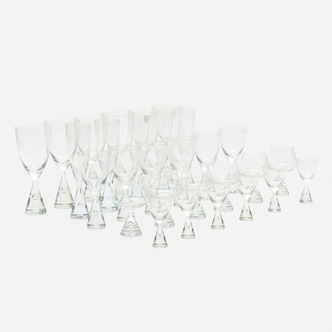 Bent Severin, collection of Princess glassware: Bent Severin collection of Princess glassware HolmegaardDenmark, 1958glass3.25 dia × 8 h in (8 × 20 cm) Collection includes six wine glasses, five champagne flutes, six cocktail