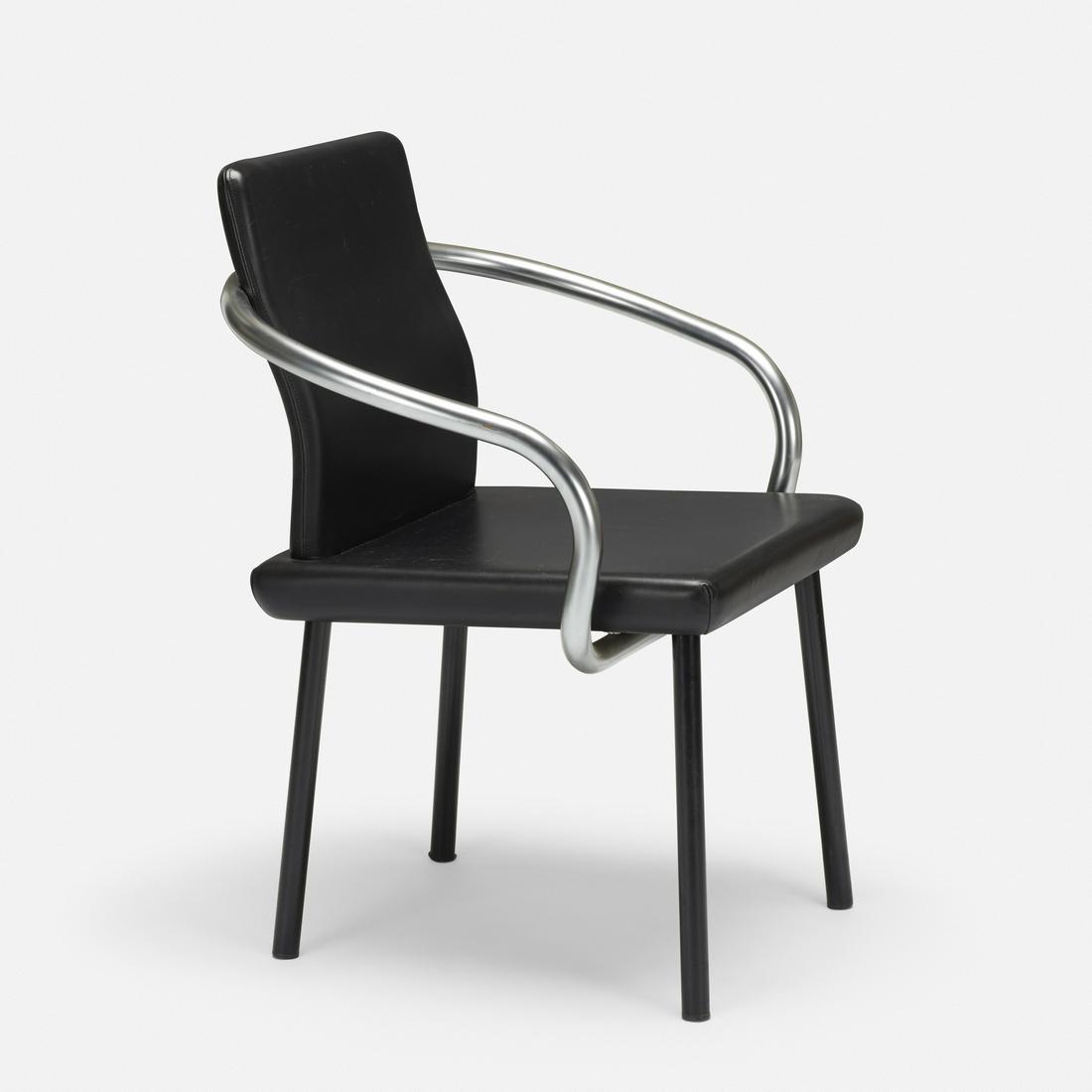 Ettore Sottsass, Mandarin armchair: Ettore Sottsass Mandarin armchair Knoll Studio Italy, 1986 leather, chrome-plated steel, enameled steel 26 w × 24 d × 32.5 h in (66 × 61 × 83 cm)