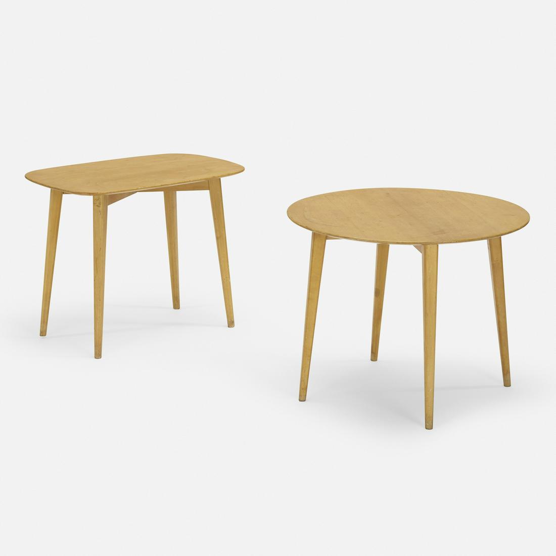 Elias Svedberg, table, model NK5 and table, model NK6: Elias Svedberg table, model NK5 and table, model NK6 Knoll AssociatesUSA, 1947ash, beech26.25 dia × 20.5 h in (67 × 52 cm) Table, model 5 measures: 26 w x 17 d x 20.5 h i