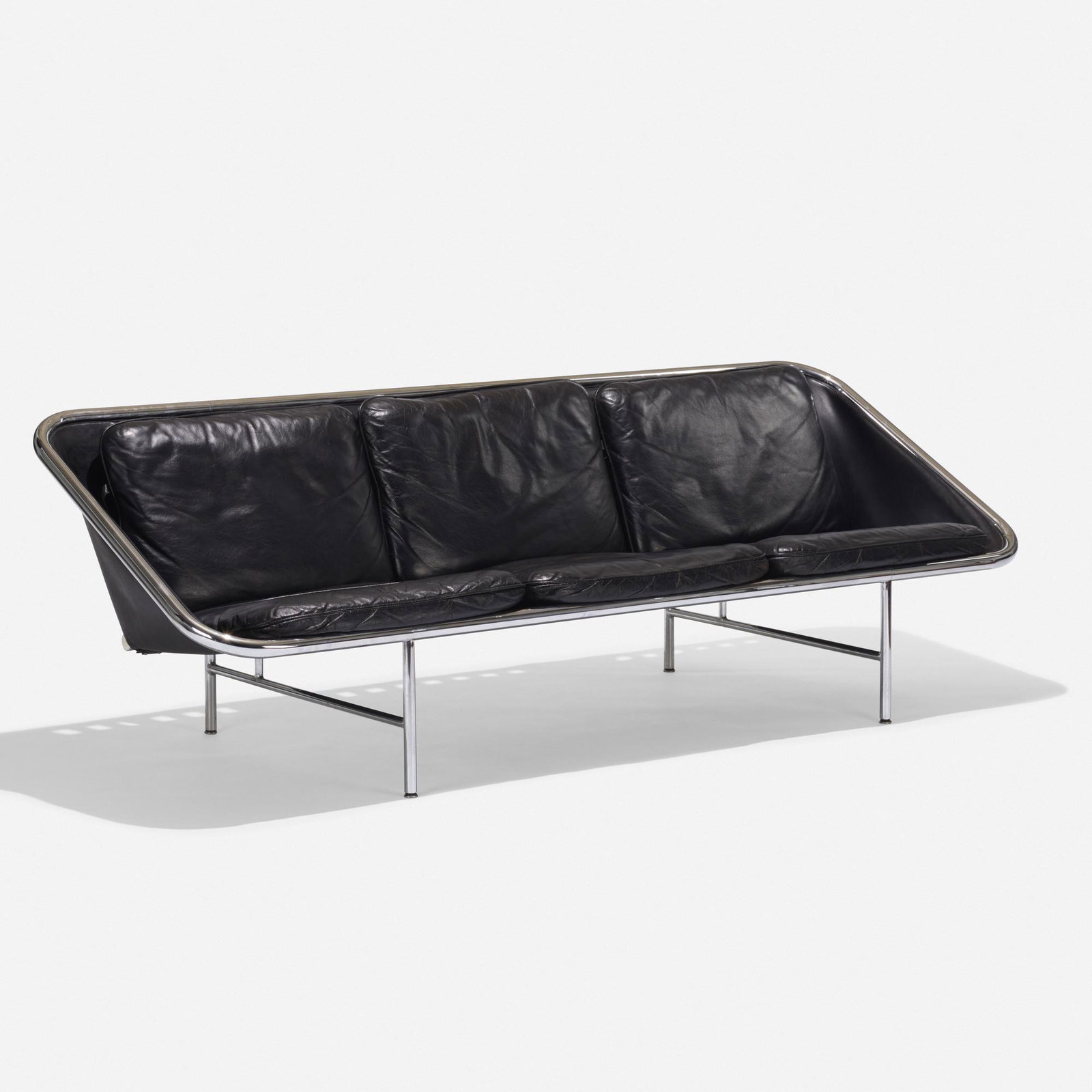 George Nelson & Associates, Sling sofa, model 6832: George Nelson & Associates Sling sofa, model 6832 Herman Miller USA, 1963 leather, chrome-plated steel 87 w × 32 d × 28.75 h in (221 × 81 × 73 cm) Provenance:</