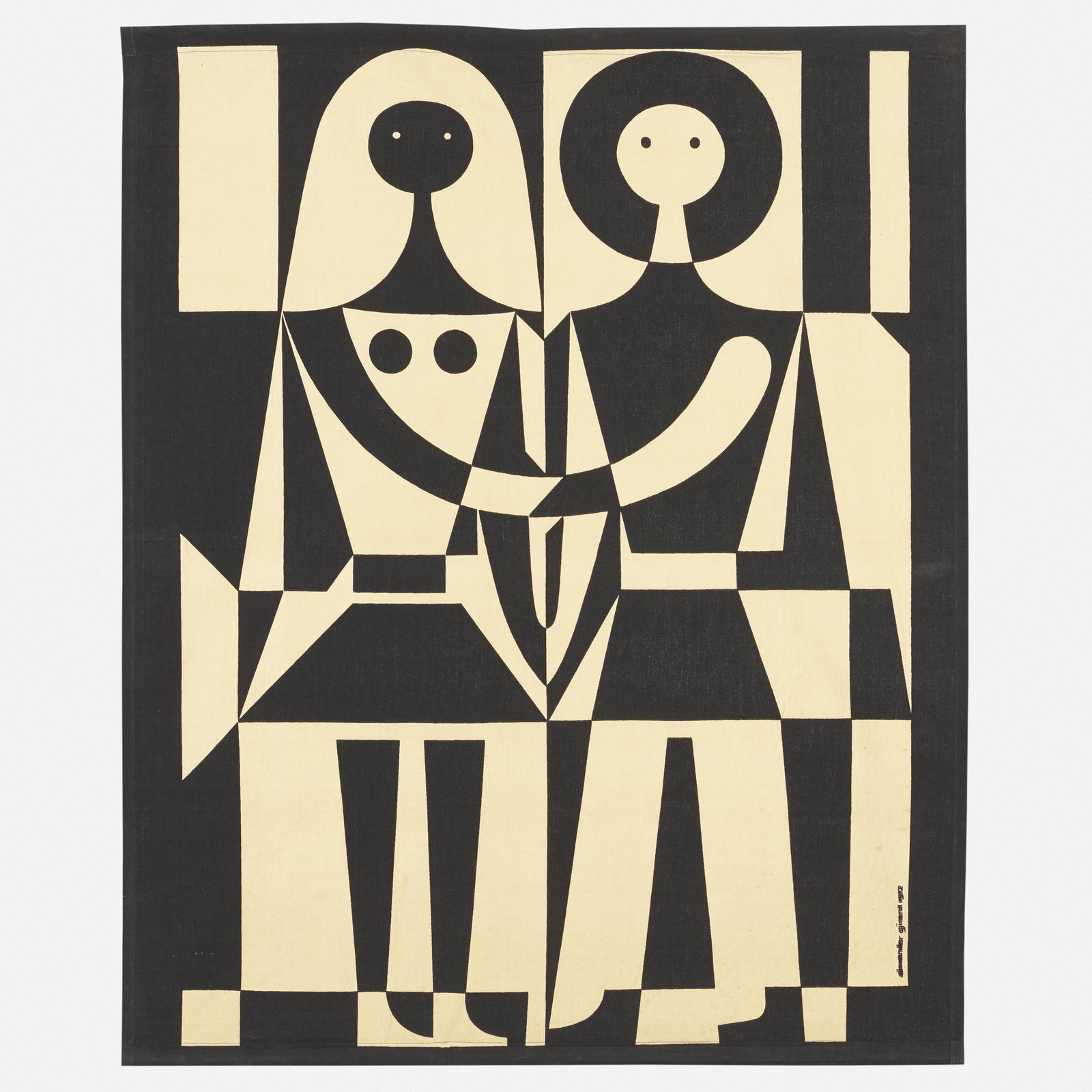 Alexander Girard, Environmental Enrichment Panel: Alexander Girard Black & White Environmental Enrichment Panel Herman Miller USA, 1972 screenprinted cotton 46.5 w × 57.5 h in (118 × 146 cm) This example is from the Plymouth Money