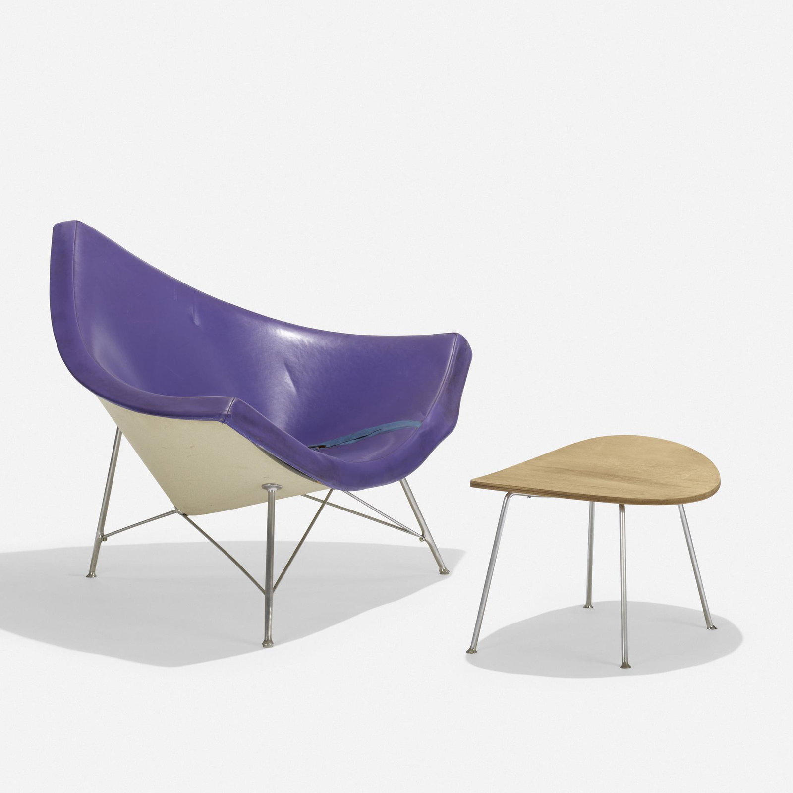 George Nelson & Associates, Coconut chair and ottoman: George Nelson & Associates Coconut chair and ottoman Herman Miller USA, 1956 vinyl, enameled steel, chrome-plated steel, aluminum 41 w × 31 d × 33 h in (104 × 79 × 84 cm) <