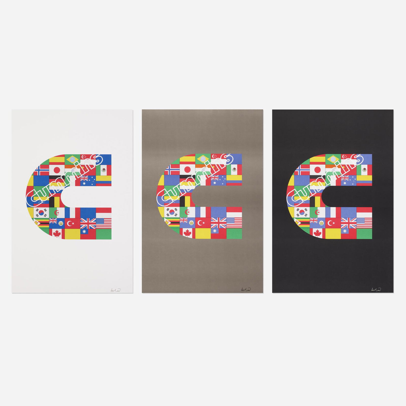 Paul Rand, Cummins Engine posters, set of three: Paul Rand Cummins Engine posters, set of three c. 1975offset lithograph on paper36 h × 24.5 w in (91 × 62 cm) Printed signature to lower right of each example 'Paul Rand'.