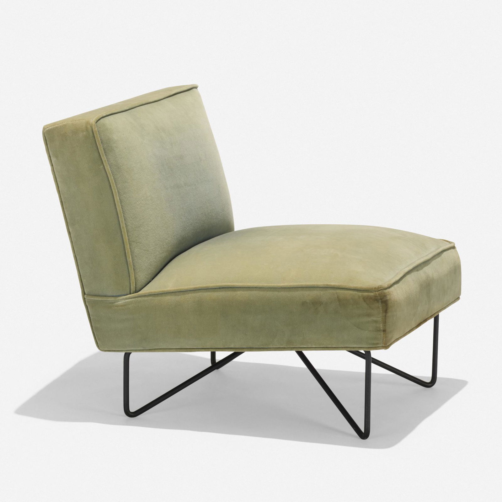 Luther Conover, lounge chair: Luther Conover lounge chair PacificaUSA, c. 1952upholstery, enameled steel24 w × 29 d × 26 h in (61 × 74 × 66 cm) Literature: Arts and Architectu