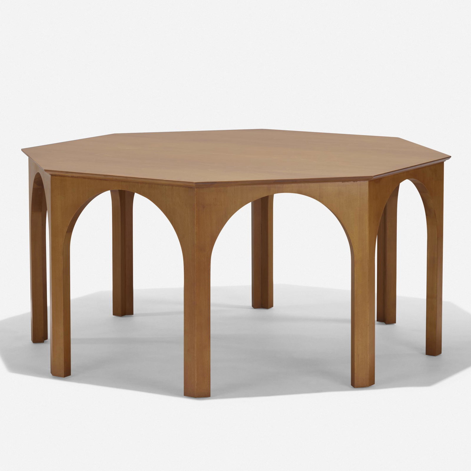 T.H. Robsjohn-Gibbings, Colosseum dining table: T.H. Robsjohn-Gibbings Colosseum dining table Widdicomb United Kingdom / USA, 1956 walnut 60.5 w × 60.5 d × 30.25 h in (154 × 154 × 77 cm) Stamped manufacturer's mark t