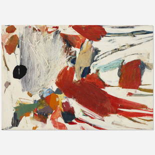 Robert S. Neuman, Parrot in the Snow: Robert S. Neuman Parrot in the Snow 1958 oil on canvas 49.5 h × 72 w in (126 × 183 cm) Signed and dated to verso ‘Robert S. Neuman 1958'. Provenance: Acquired directly from the