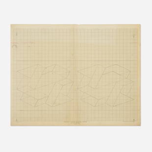 Josef Albers, sketch for a Structural Constellation: Josef Albers sketch for a Structural Constellation c. 1969 graphite and colored pencil on printed graph paper 18 h × 23 w in (46 × 58 cm) Provenance: Estate of Sewell Sillman | Private