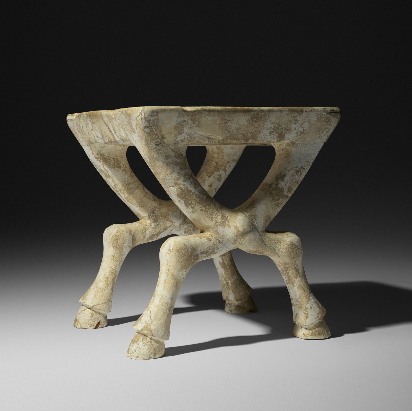 John Dickinson, Custom X-leg table: John Dickinson Custom X-leg table USA, c. 1970painted wood20 w × 20 d × 21 h in (51 × 51 × 53 cm) This custom example is made in wood, Dickinson would later go on to produ