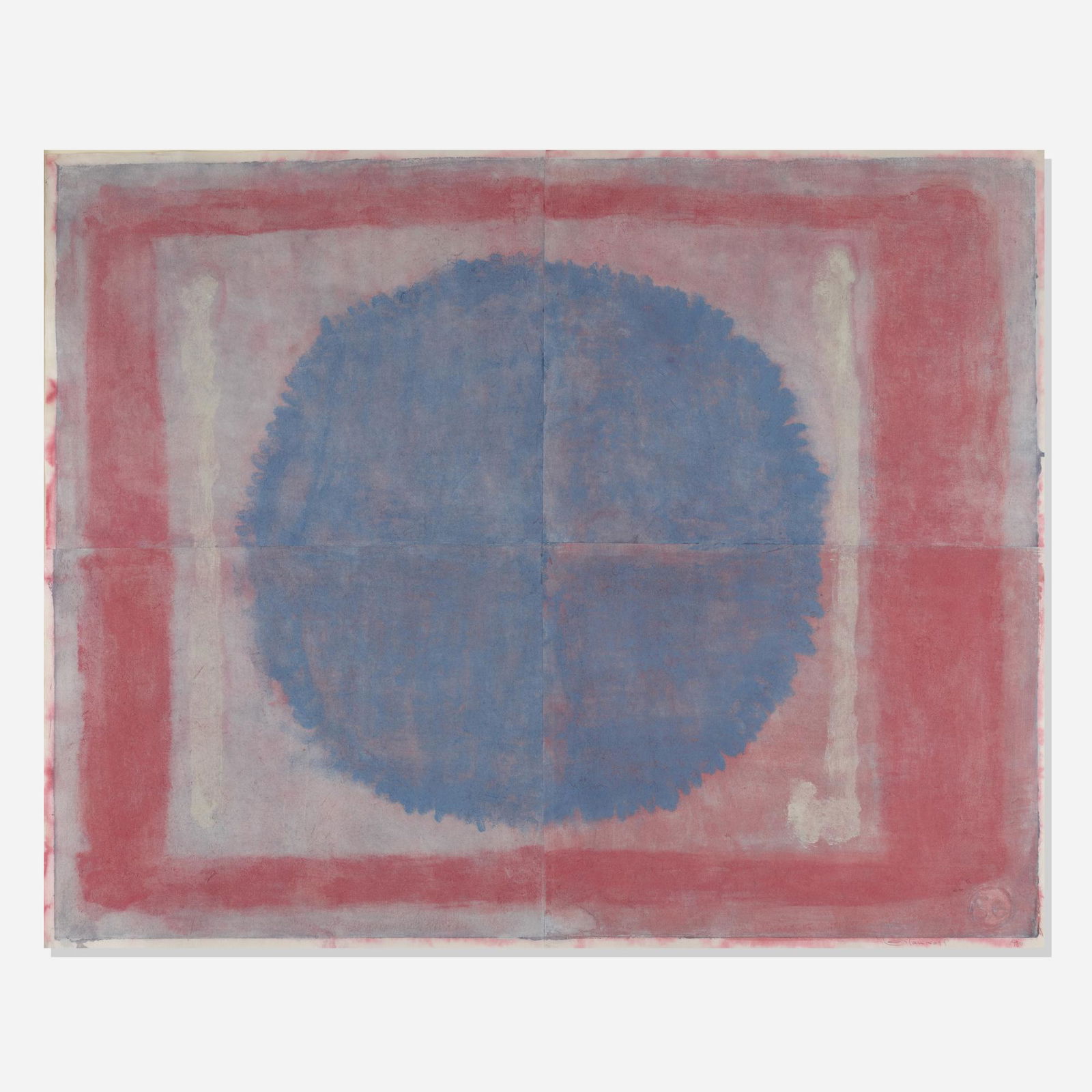 Sam Glankoff, Untitled: Sam Glankoff Untitled 1980water soluble printing ink and casein on Japanese handmade paper39 h × 48.5 w in (99 × 123 cm) Signed and dated to lower right 'Glankoff 1980'. This work is