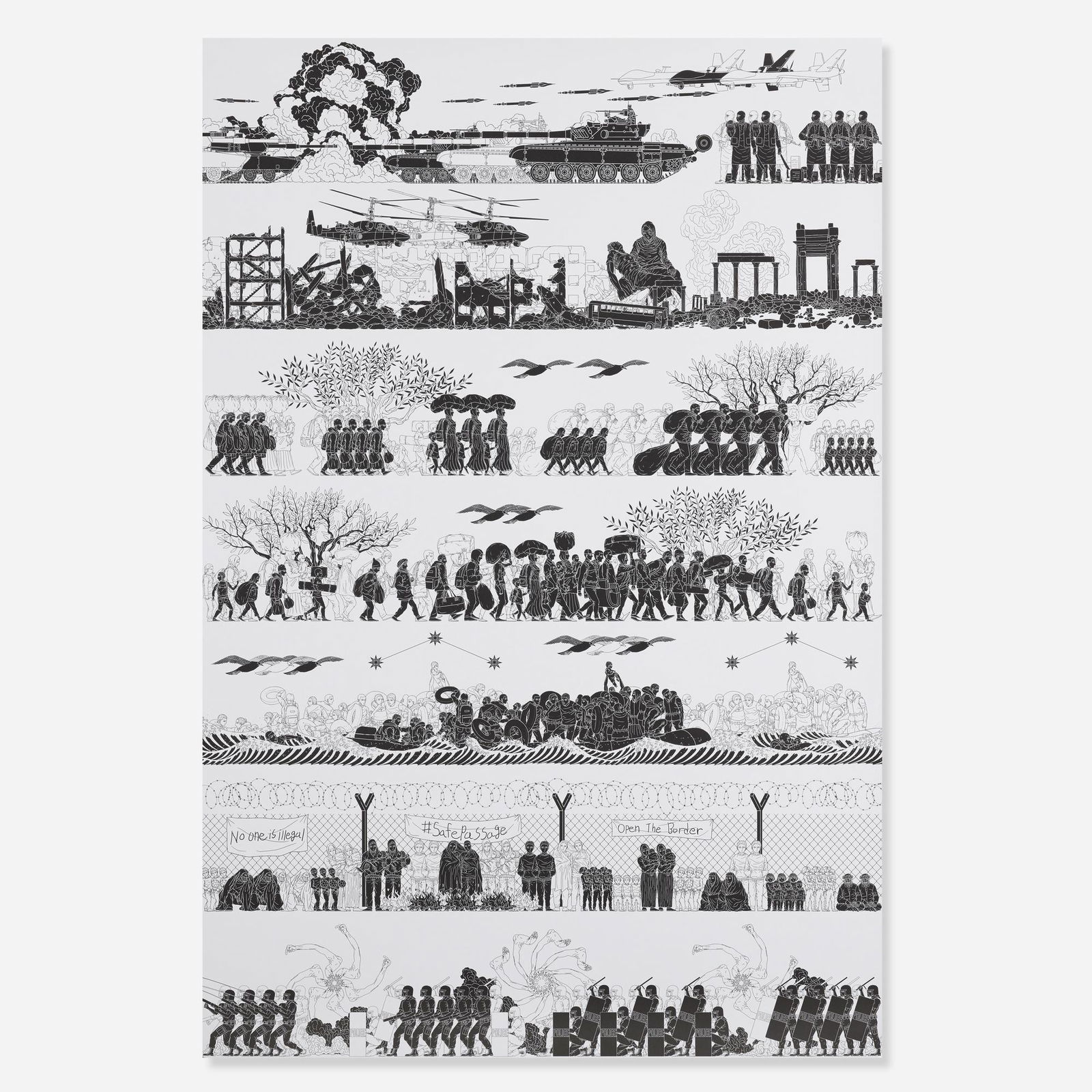 Ai Weiwei, Odyssey: Ai Weiwei Odyssey 2017offset lithograph on paper36 h × 24 w in (91 × 61 cm) This work is from the edition of 1000.