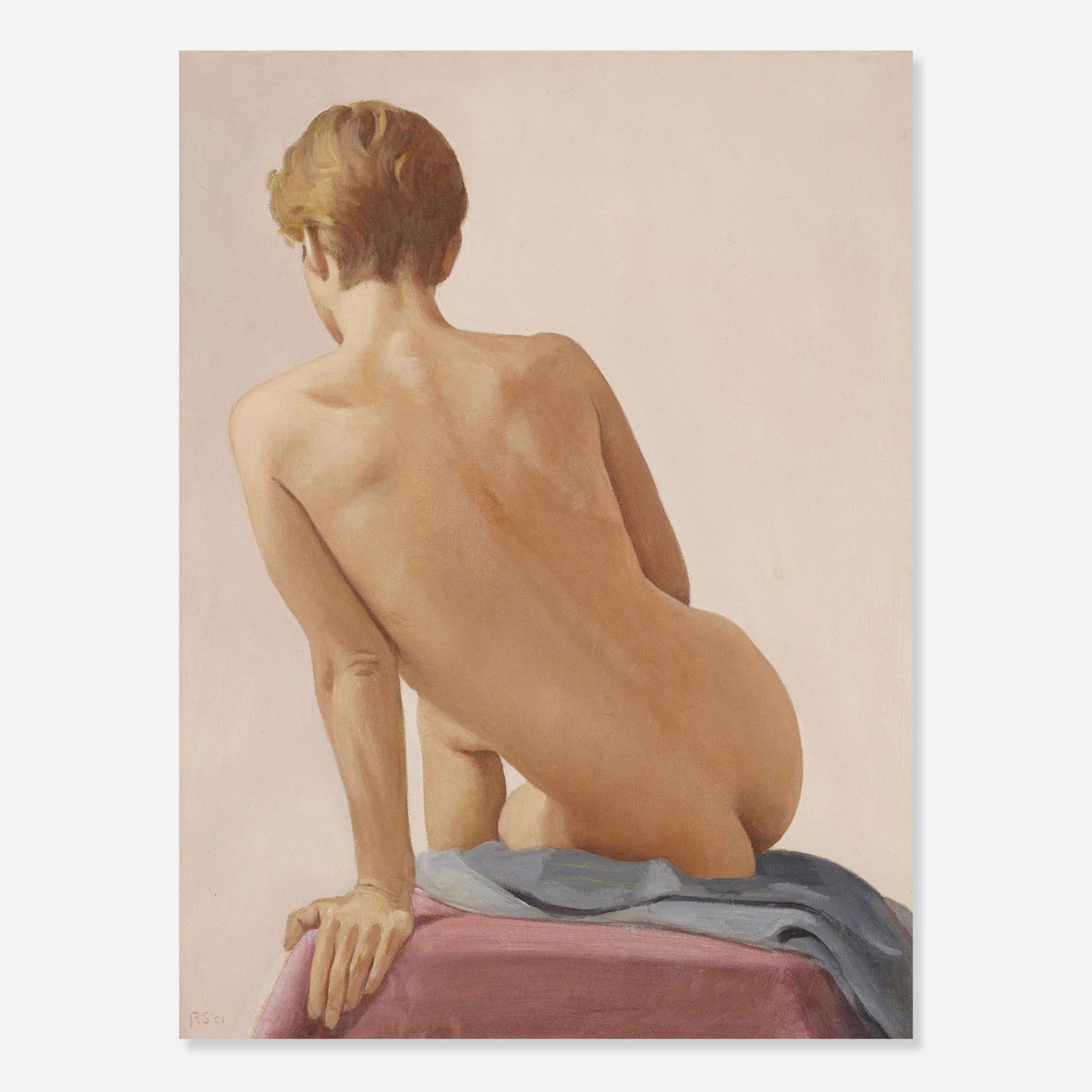 Ron Schwerin, Study for Nude Back: D.L.: Ron Schwerin Study for Nude Back: D.L. 2001oil on paper mounted to wood16 h × 12 w in (41 × 30 cm) Signed and dated to lower left 'RS 01'. Provenance: Acquired