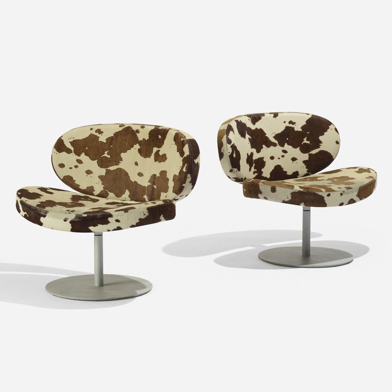 Christophe Pillet, Sunset chairs, pair: Christophe Pillet Sunset chairs, pair CappelliniFrance / Italy, 1997cowhide, enameled steel33 w × 24 d × 29 h in (84 × 61 × 74 cm) Provenance: Colle