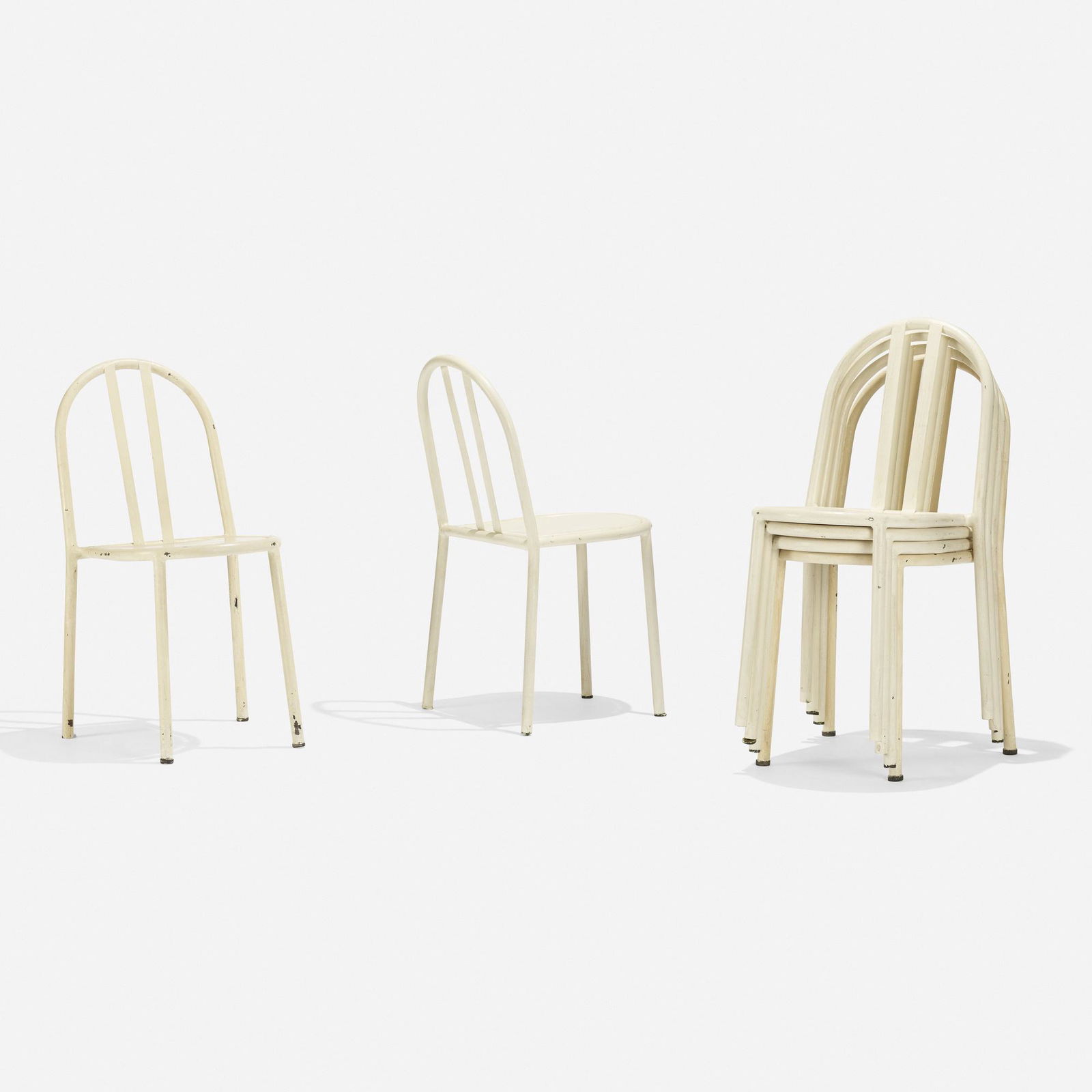 Robert Mallet-Stevens, dining chairs, set of six: Robert Mallet-Stevens dining chairs, set of six France, c. 1931painted steel, painted wood16 w × 20 d × 32 h in (41 × 51 × 81 cm) Provenance: Collection o