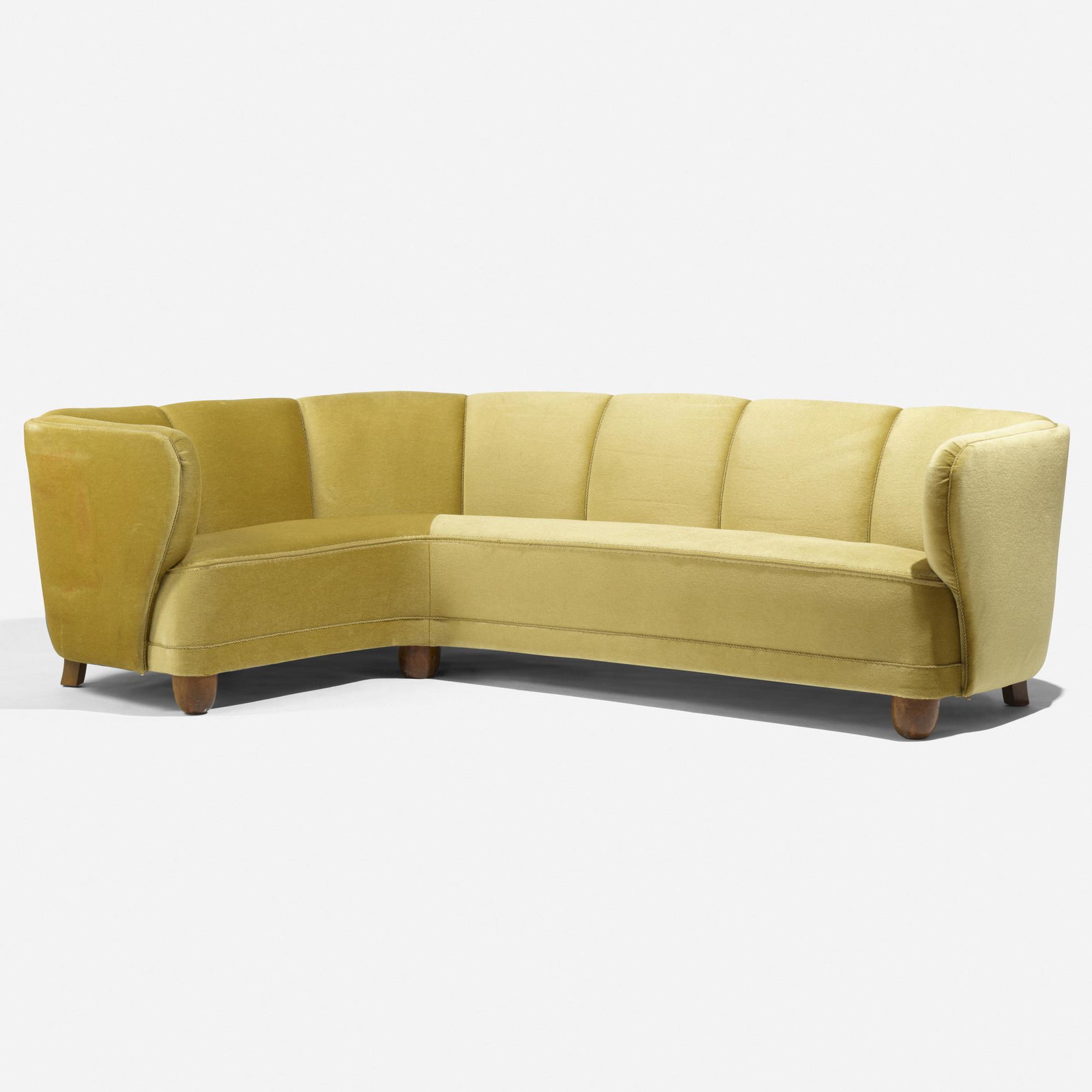 Swedish, sofa: Swedish sofa c. 1950 mohair, elm 92.5 w × 61 d × 27.75 h in (235 × 155 × 70 cm) Provenance: Collection of Michael and Gabrielle Boyd