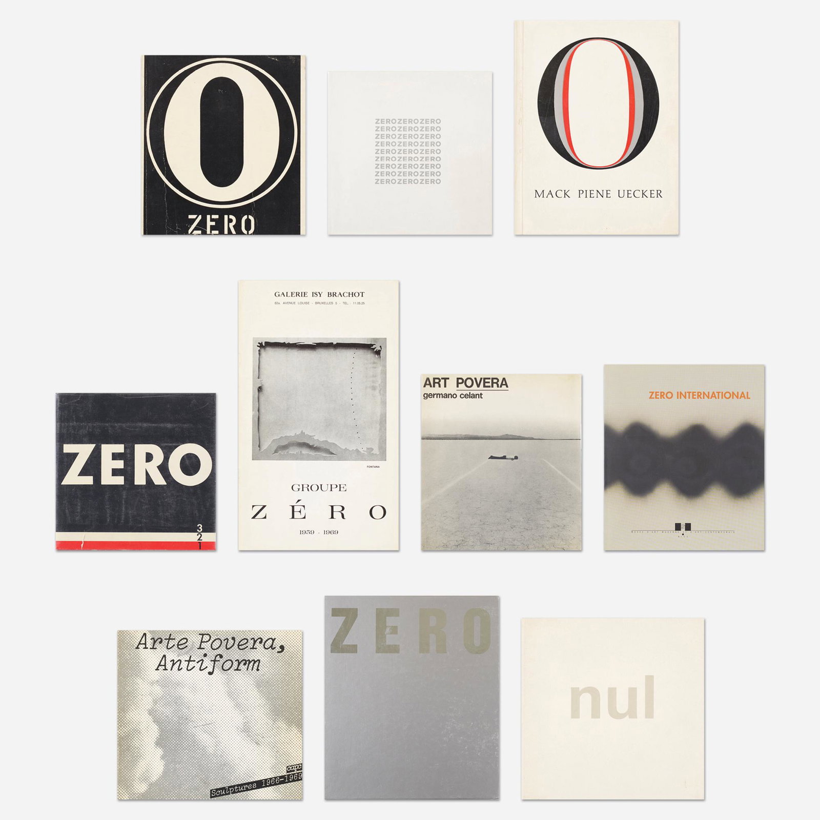 ZERO Group and Arte Povera survey, fourteen: ZERO Group and Arte Povera survey, fourteen Provenance: Collection of Michael and Gabrielle Boyd Complete Lot Details ZERO Mack Piene Uecker, Kestner-Gesellschaft Hannover, 19