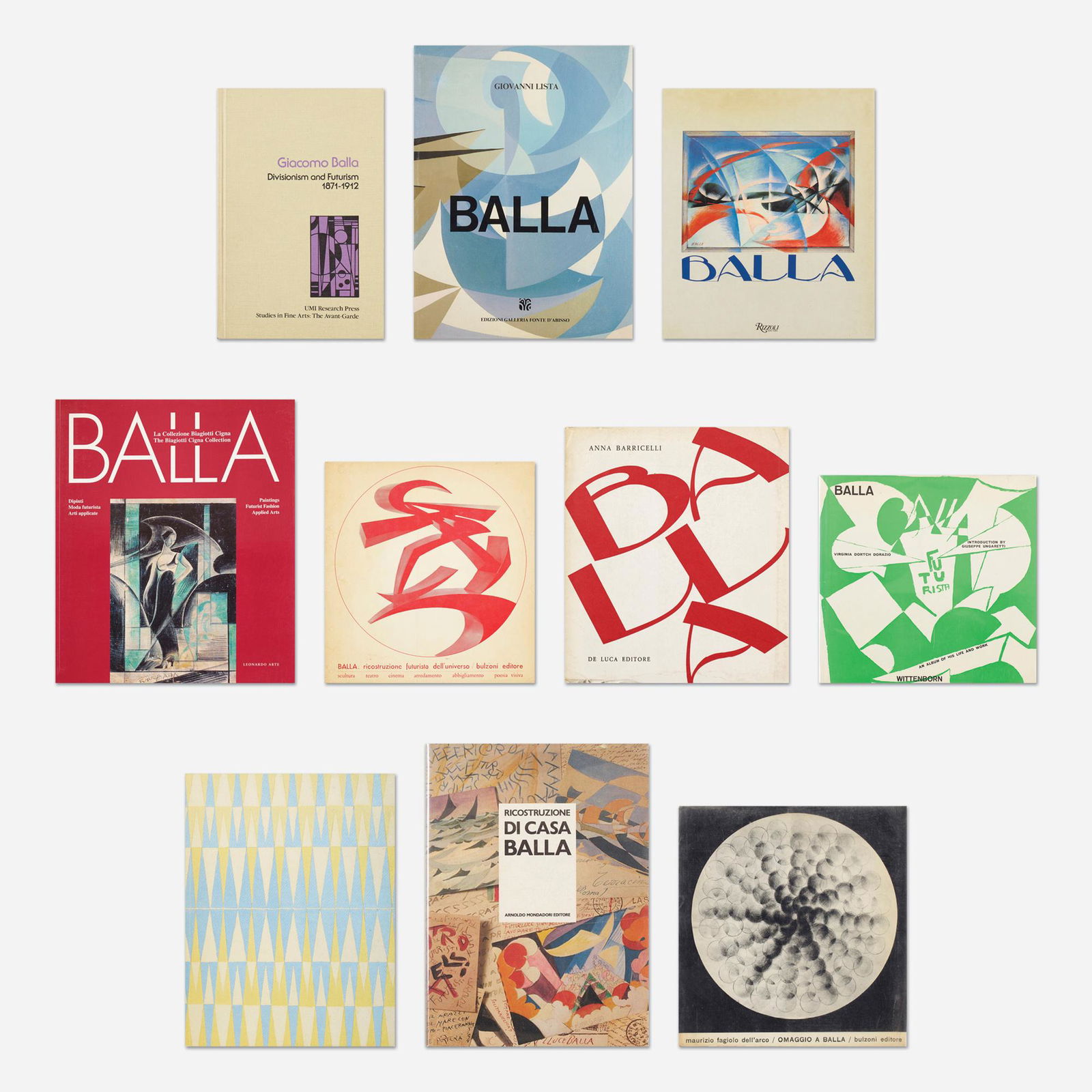 Giacomo Balla monographs, twelve: Giacomo Balla monographs, twelve Provenance: Collection of Michael and Gabrielle Boyd Complete Lot Details Giacomo Balla: Divisionism and Futurism 1871-1912 Susan Barnes Robin