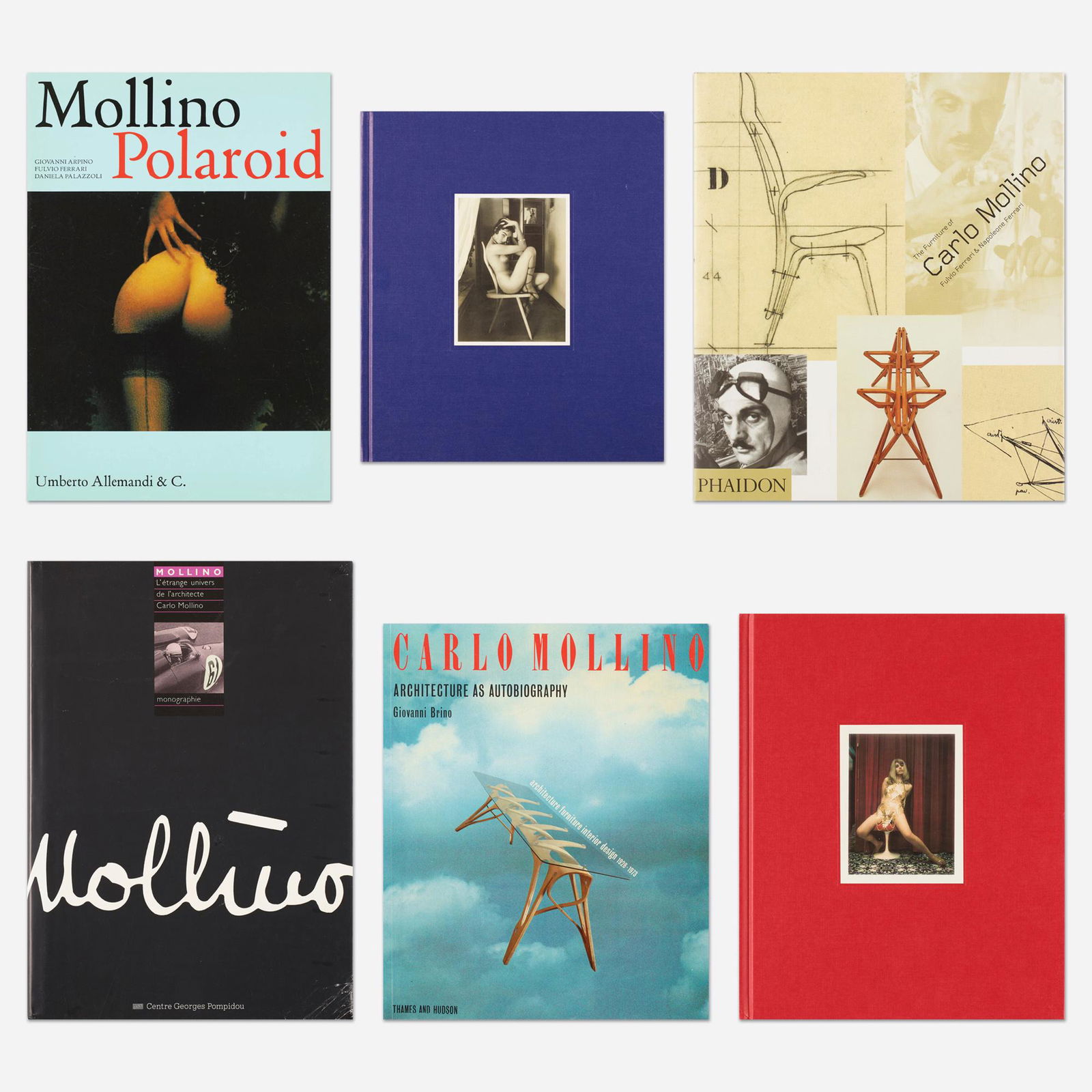 Carlo Mollino monographs, six: Carlo Mollino monographs, six Provenance: Collection of Michael and Gabrielle Boyd Complete Lot Details Carlo Mollino: Polaroids Fulvio Ferrari and Napoleone Ferrari, Damiani,