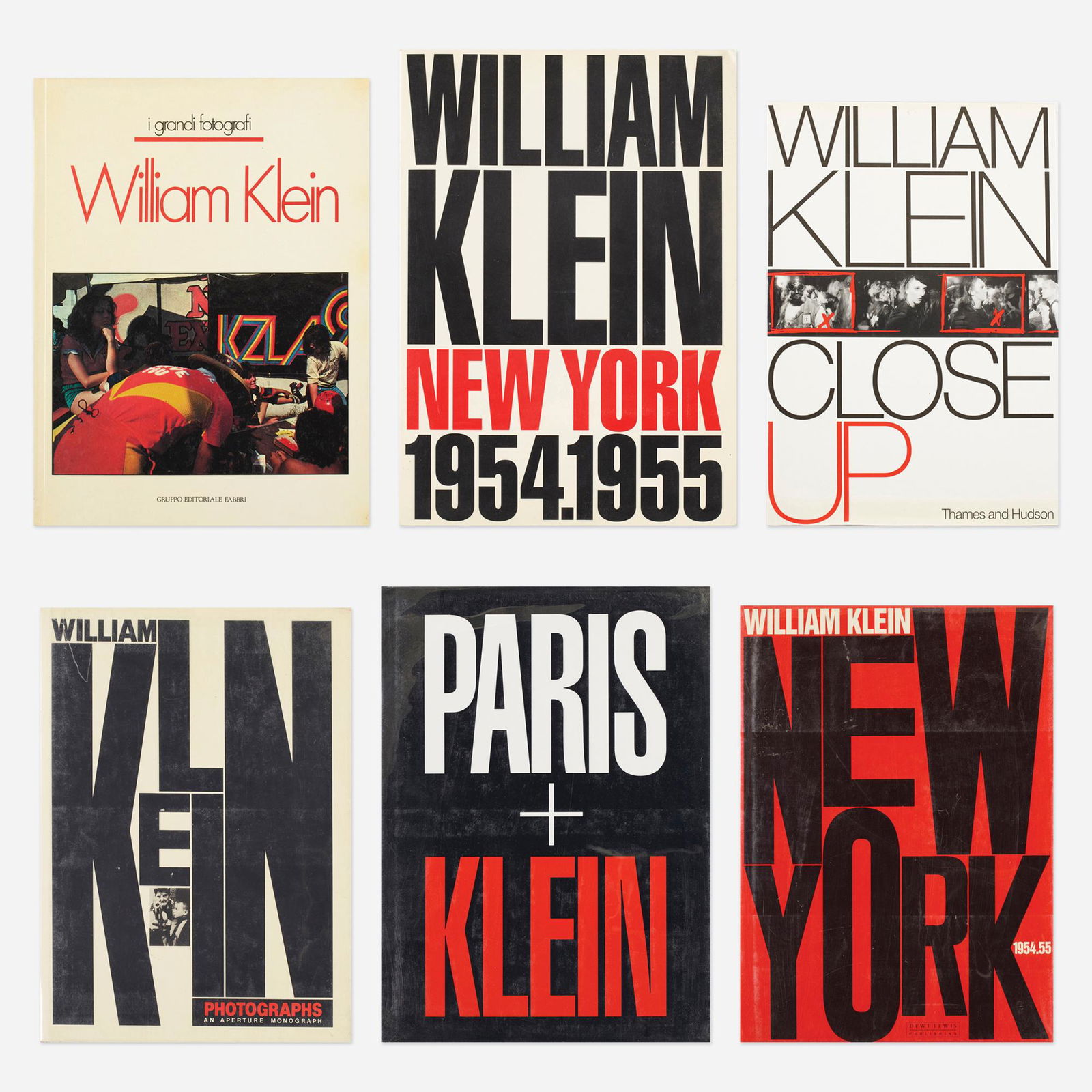 William Klein monographs, six: William Klein monographs, six Provenance: Collection of Michael and Gabrielle Boyd Complete Lot Details I Grandi Fotografi: William Klein Gianni Rizzoni, Gruppo Editoriale Fa