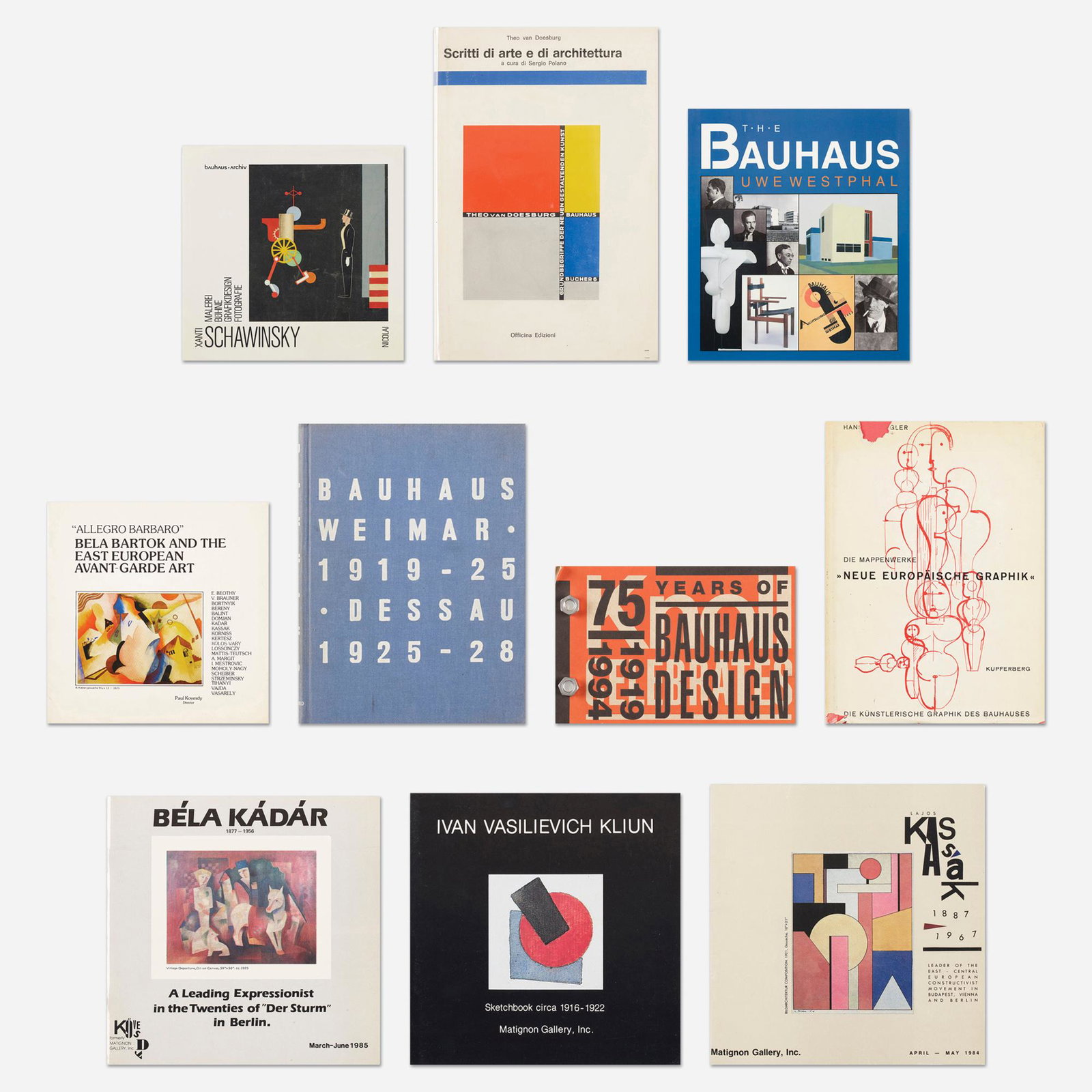 Bauhaus survey, fifteen: Bauhaus survey, fifteen Provenance: Collection of Michael and Gabrielle Boyd Complete Lot Details Bauhaus, Matignon Gallery, 1985. Softcover with dustjacket. Knoll