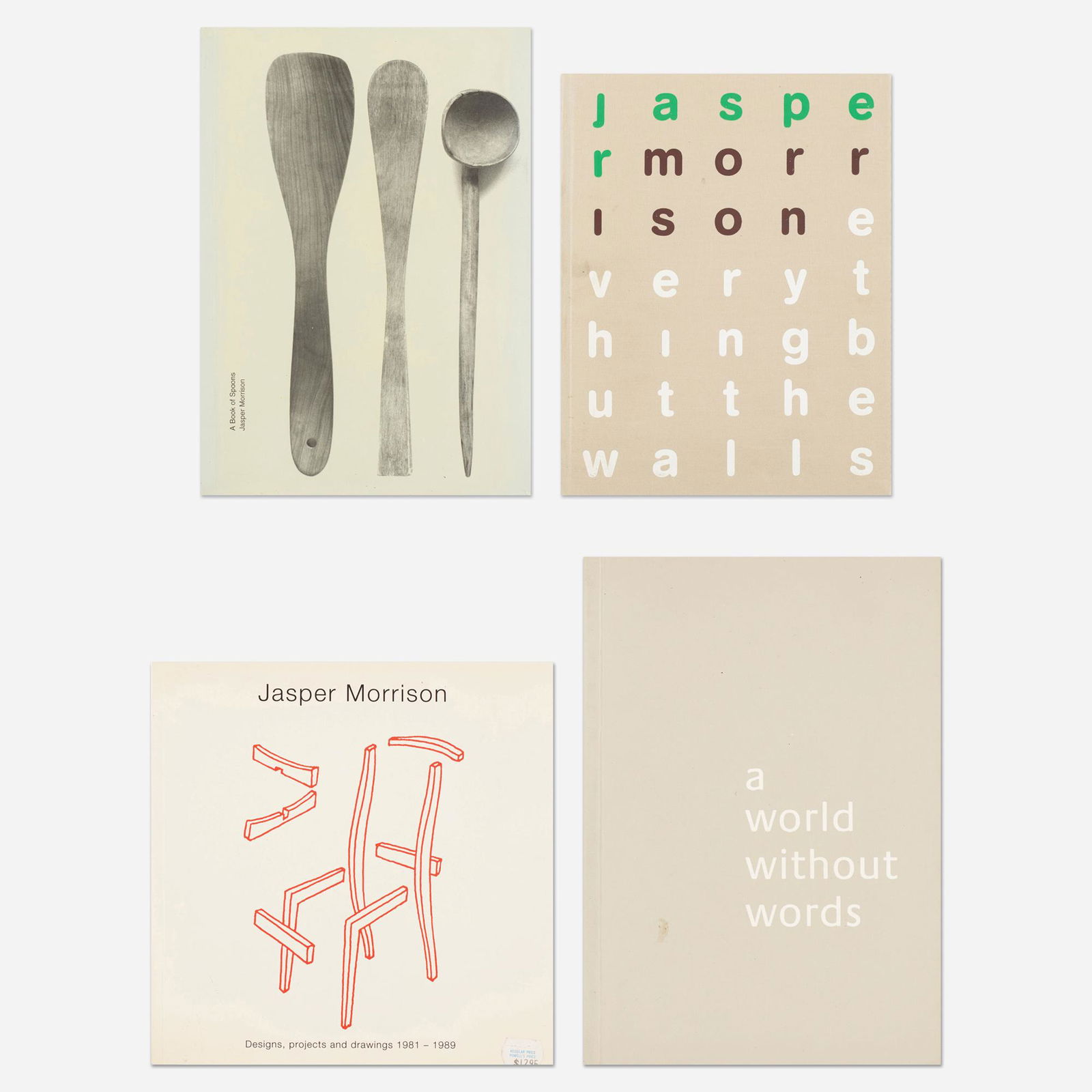 Jasper Morrison monographs, four: Jasper Morrison monographs, four Provenance: Collection of Michael and Gabrielle Boyd Complete Lot Details A Books Of Spoons Jasper Morrison, Imschoot Uitgevers, 1997. 96 page