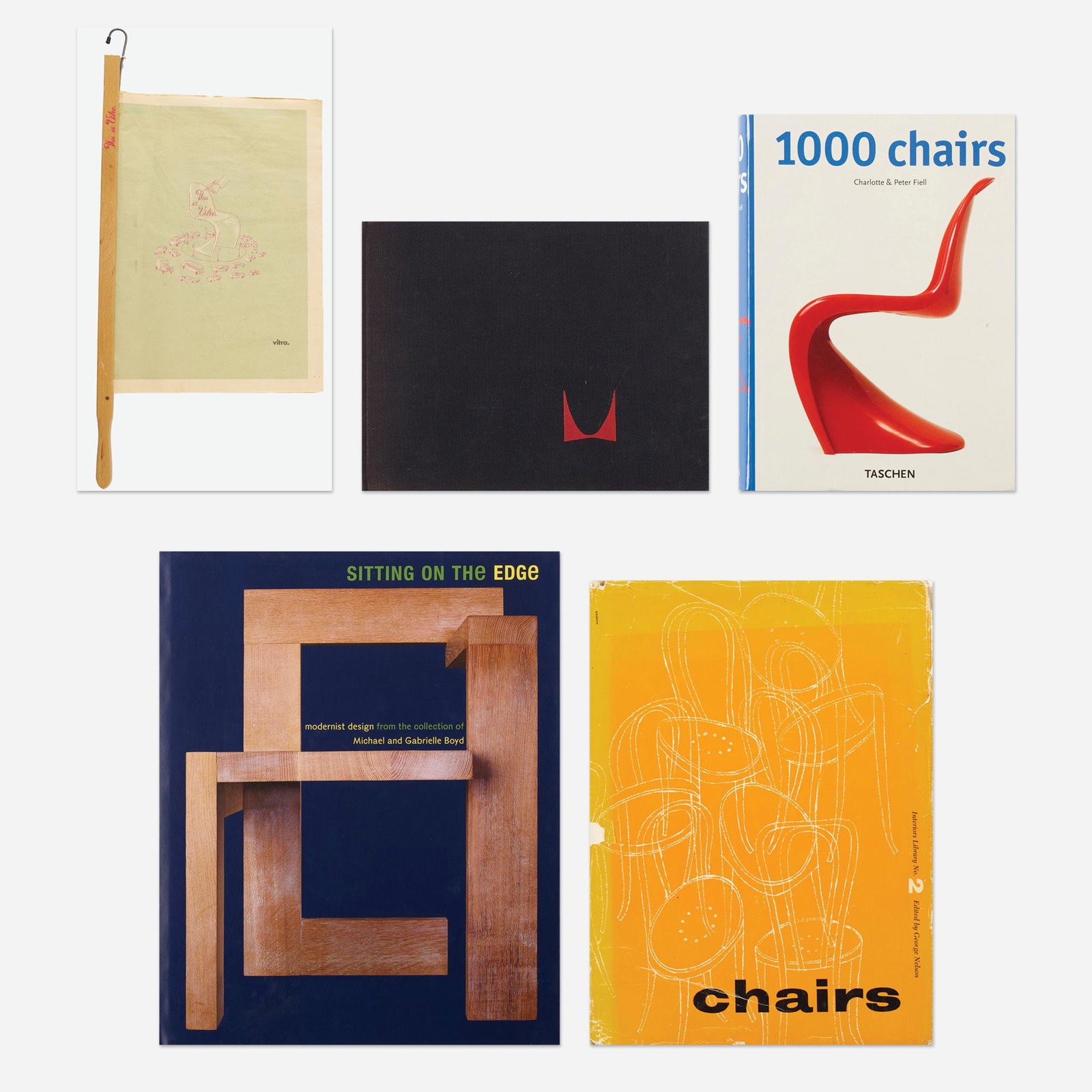 Chair Design survey, five: Chair Design survey, five Provenance: Collection of Michael and Gabrielle Boyd Complete Lot Details 1000 Chairs Charlotte Fiell and Peter Feill, Benedikt Taschen Verlag, 2000.