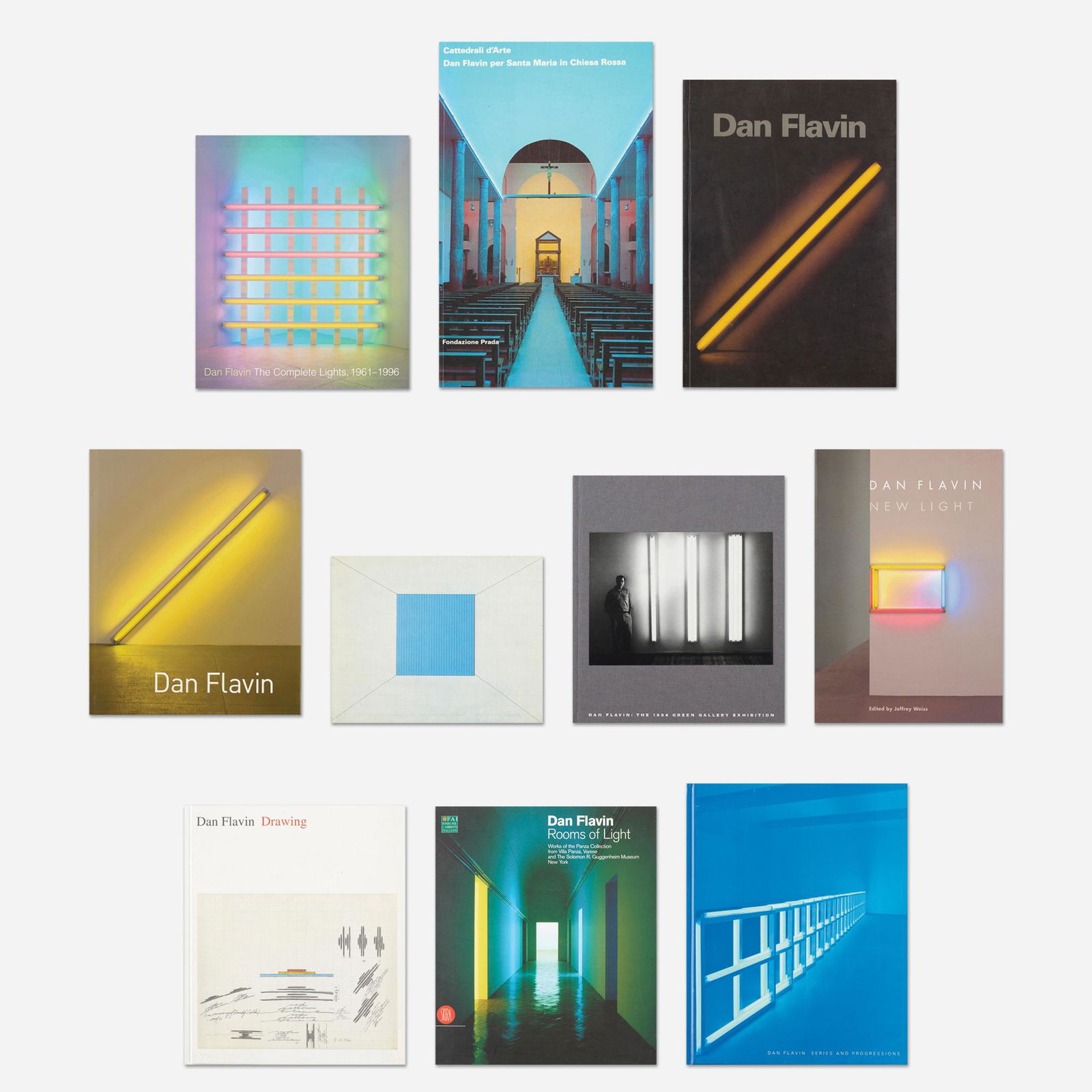 Dan Flavin monographs, thirteen: Dan Flavin monographs, thirteen Provenance: Collection of Michael and Gabrielle Boyd Complete Lot Details Light in Architecture and Art The Work of Dan Flavin Morse, Rosenblum