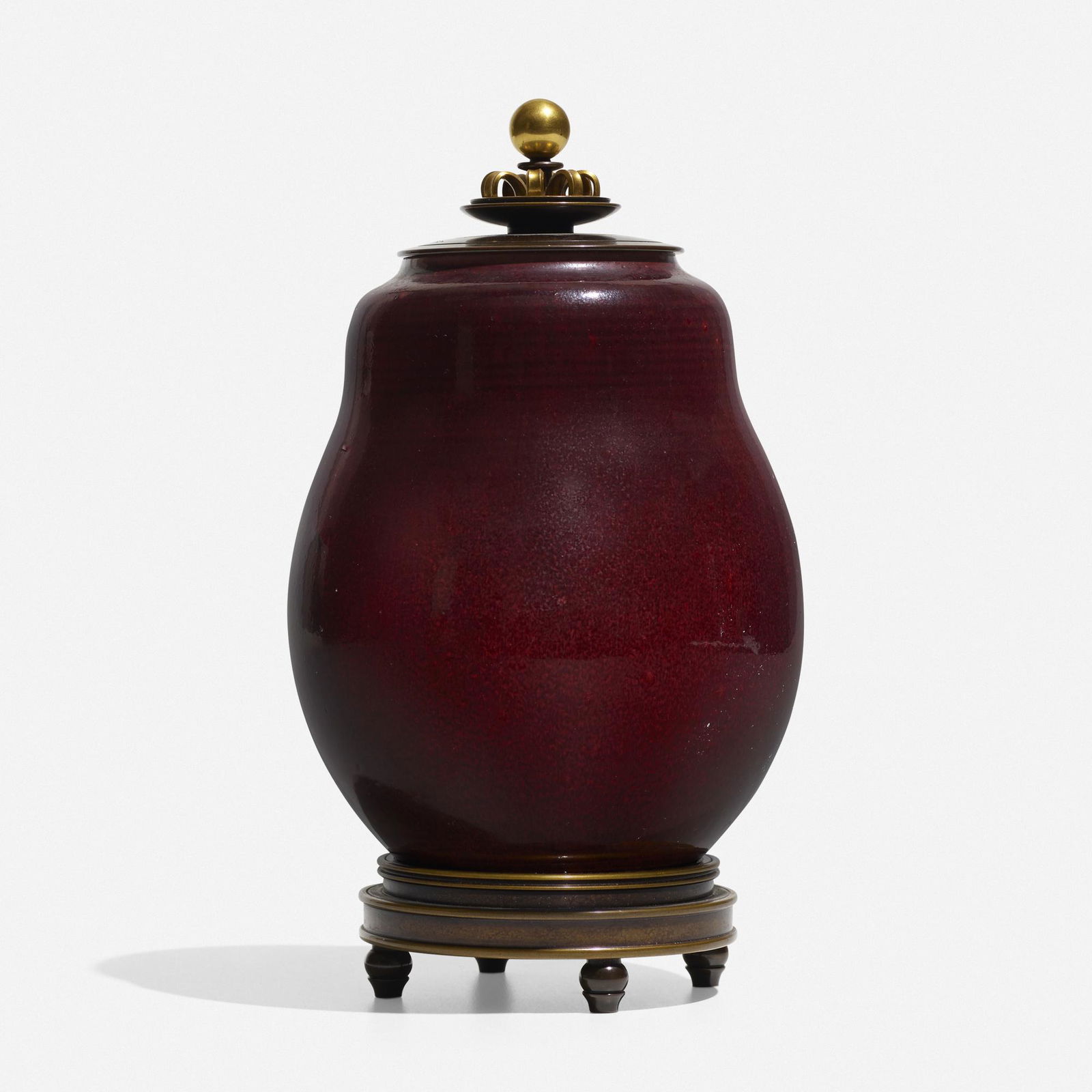 Carl Halier and Knud Anderson, lidded vessel: Carl Halier and Knud Anderson lidded vessel Royal CopenhagenDenmark, 1949glazed stoneware, bronze5 dia × 6 h in (13 × 15 cm) Lid is by Knud Anderson and vessel is by Carl Halier