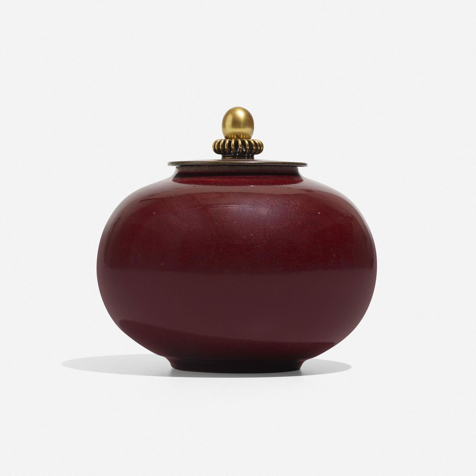 Knud Anderson and Carl Halier, lidded vessel: Knud Anderson and Carl Halier lidded vessel Royal CopenhagenDenmark, c. 1935glazed stoneware, bronze5 dia × 4.5 h in (13 × 11 cm) Lid is by Knud Andersen and vessel is by Carl H