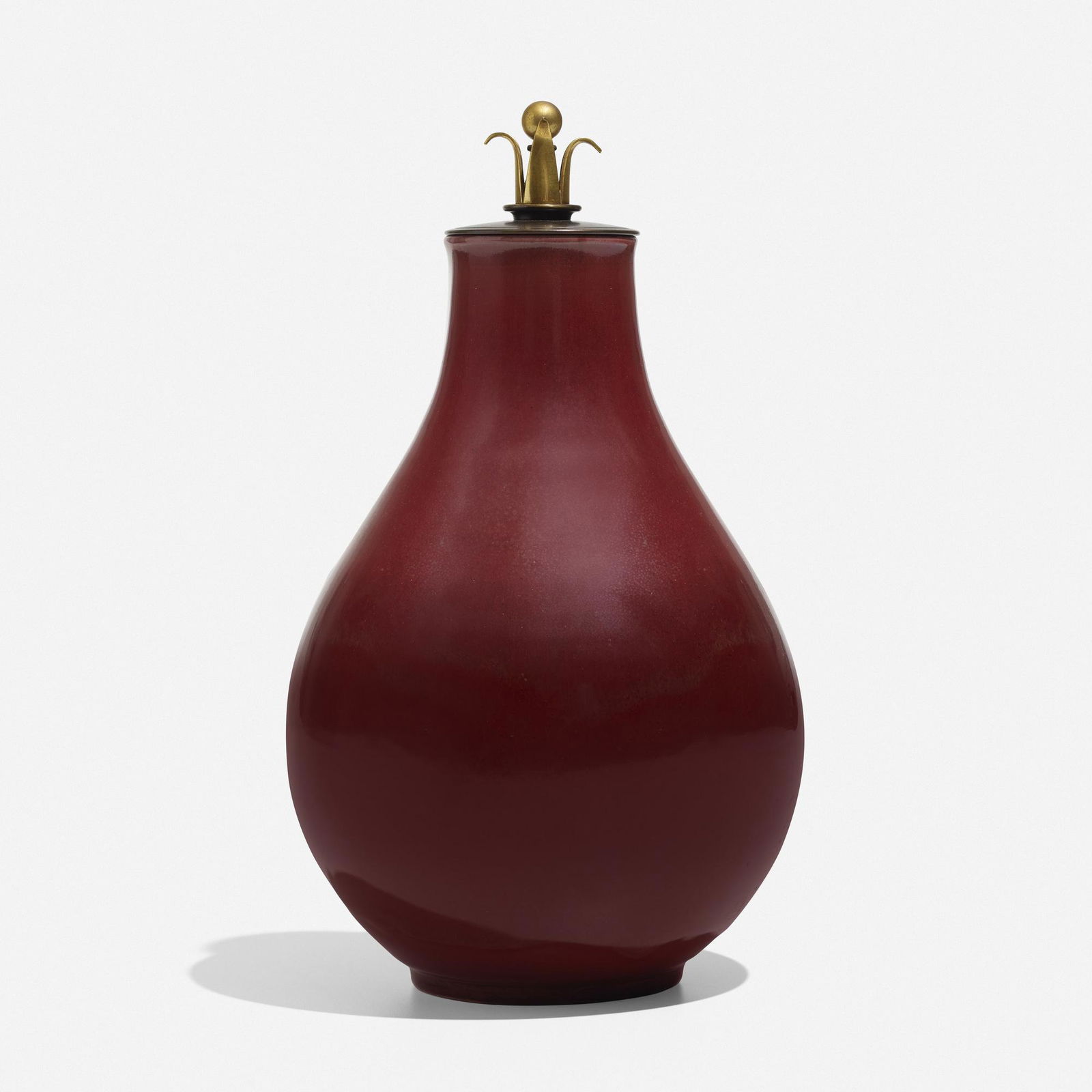 Carl Halier, lidded vessel: Carl Halier lidded vessel Royal CopenhagenDenmark, 1937glazed stoneware, bronze7 dia × 11.75 h in (18 × 30 cm) Glazed signature 'CH' with stamped manufacturer's mark and three l