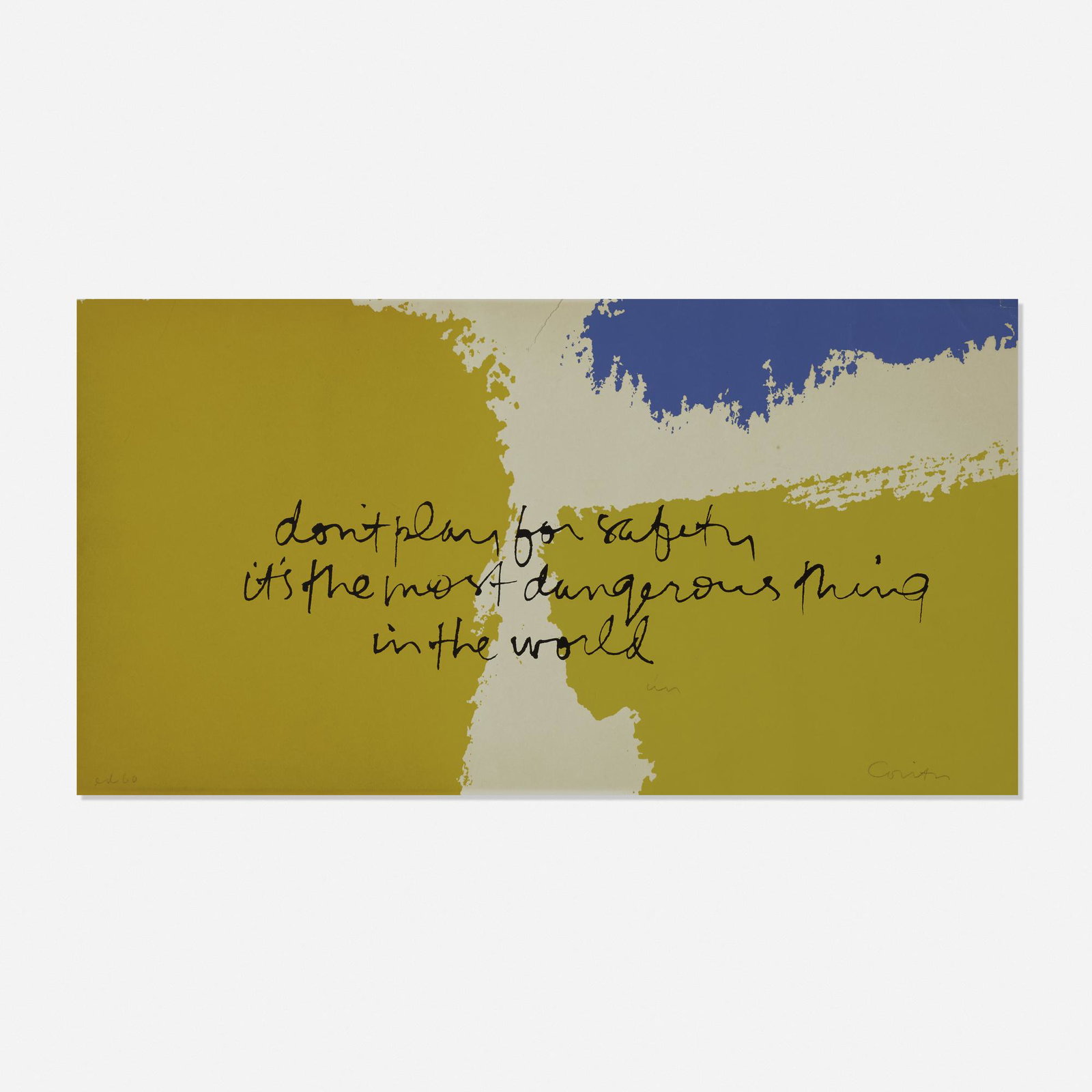 Corita Kent (Sister Mary Corita), dangerous time: Corita Kent (Sister Mary Corita) dangerous time 1981 screenprint in colors 10 h × 18.875 w in (25 × 48 cm) Signed and numbered to lower edge 'ed 60 Corita'. This work is from the editio