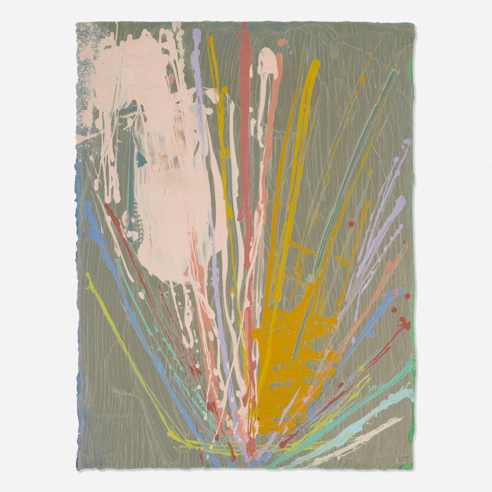 Dan Christensen, Untitled (from the Interference: Dan Christensen Untitled (from the Interference series) 1983acrylic on paper mounted to linen30.25 h × 22.75 w in (77 × 58 cm) Signed and dated to verso 'D Christensen 1983'. <